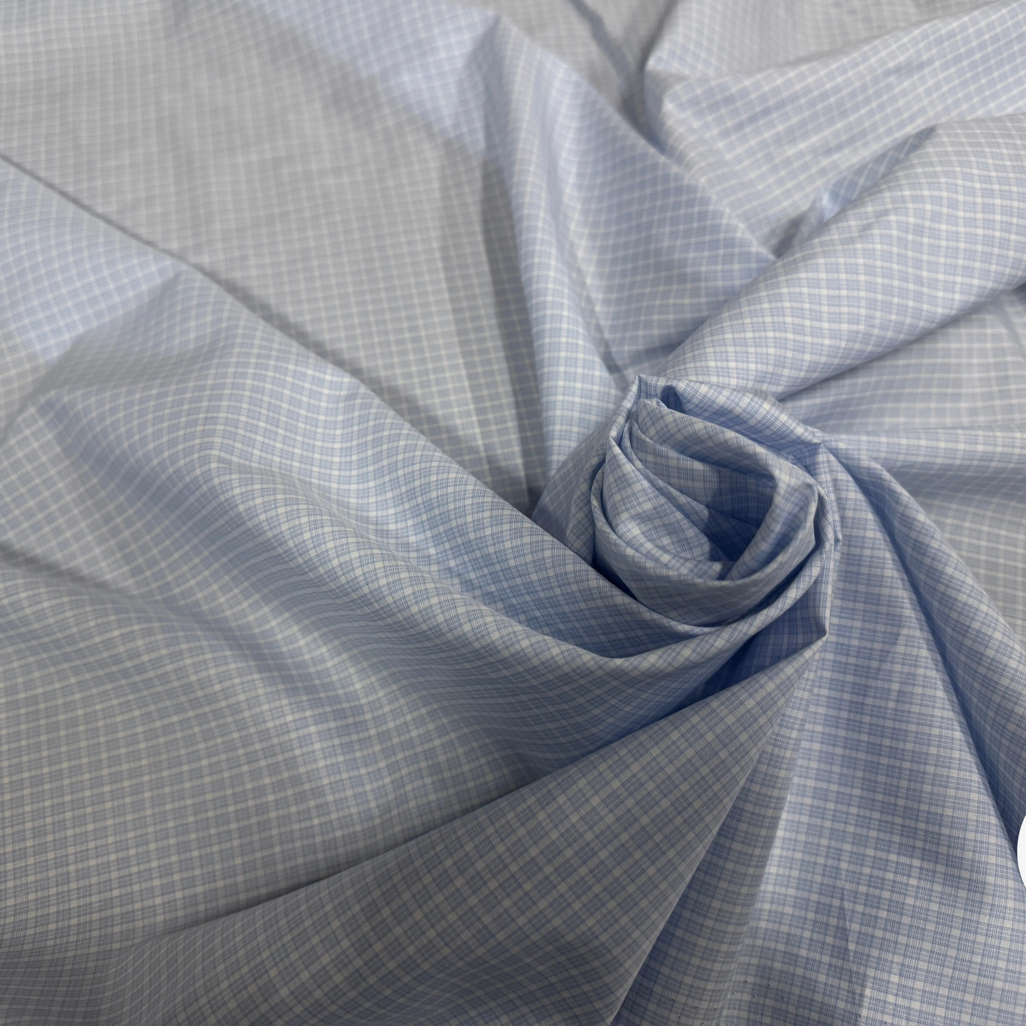 POPELINE DE COTON CARREAUX DE BLEU CLAIR - My Little Coupon