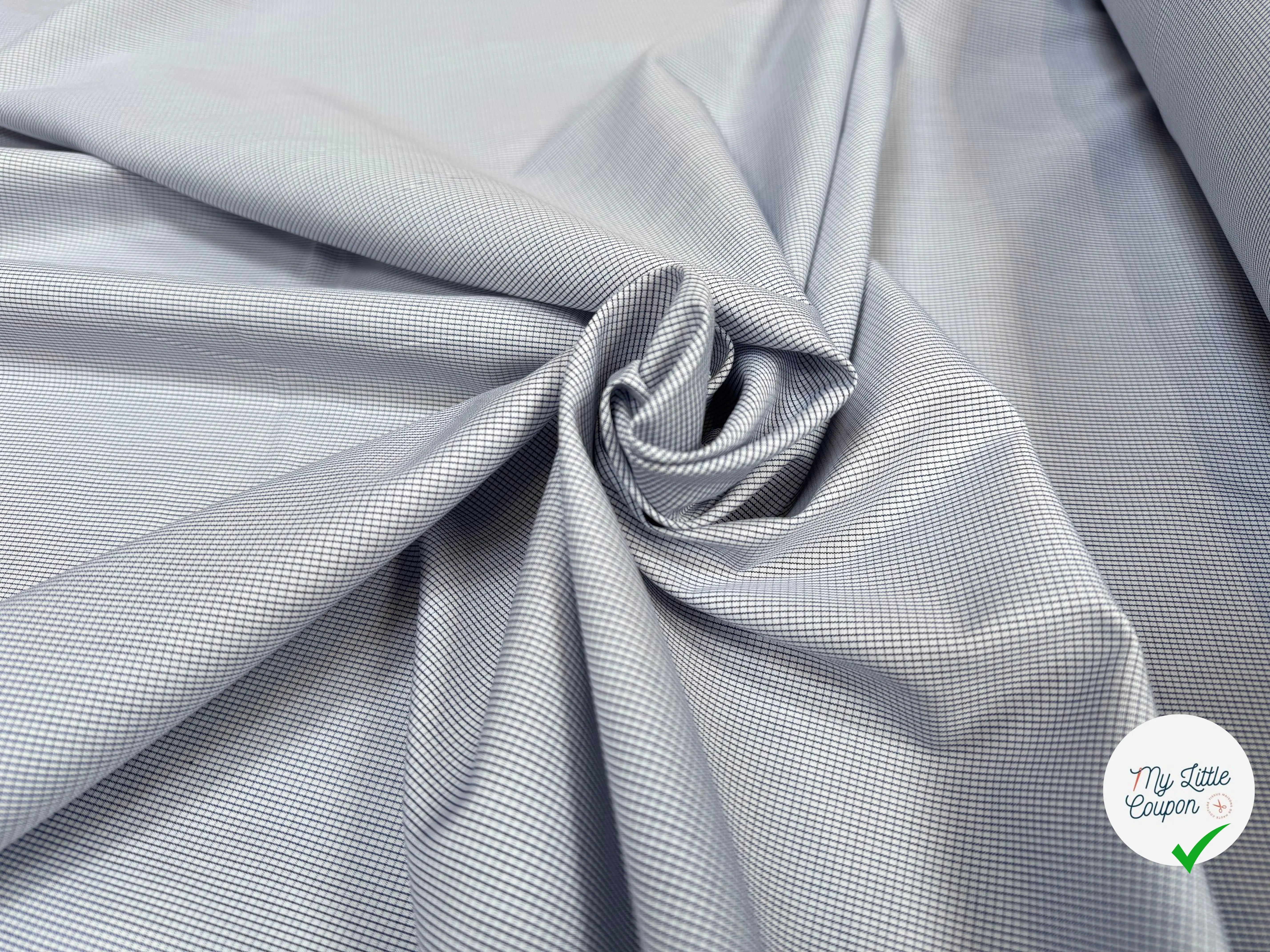 POPELINE DE COTON CARREAUX MARINE - My Little Coupon