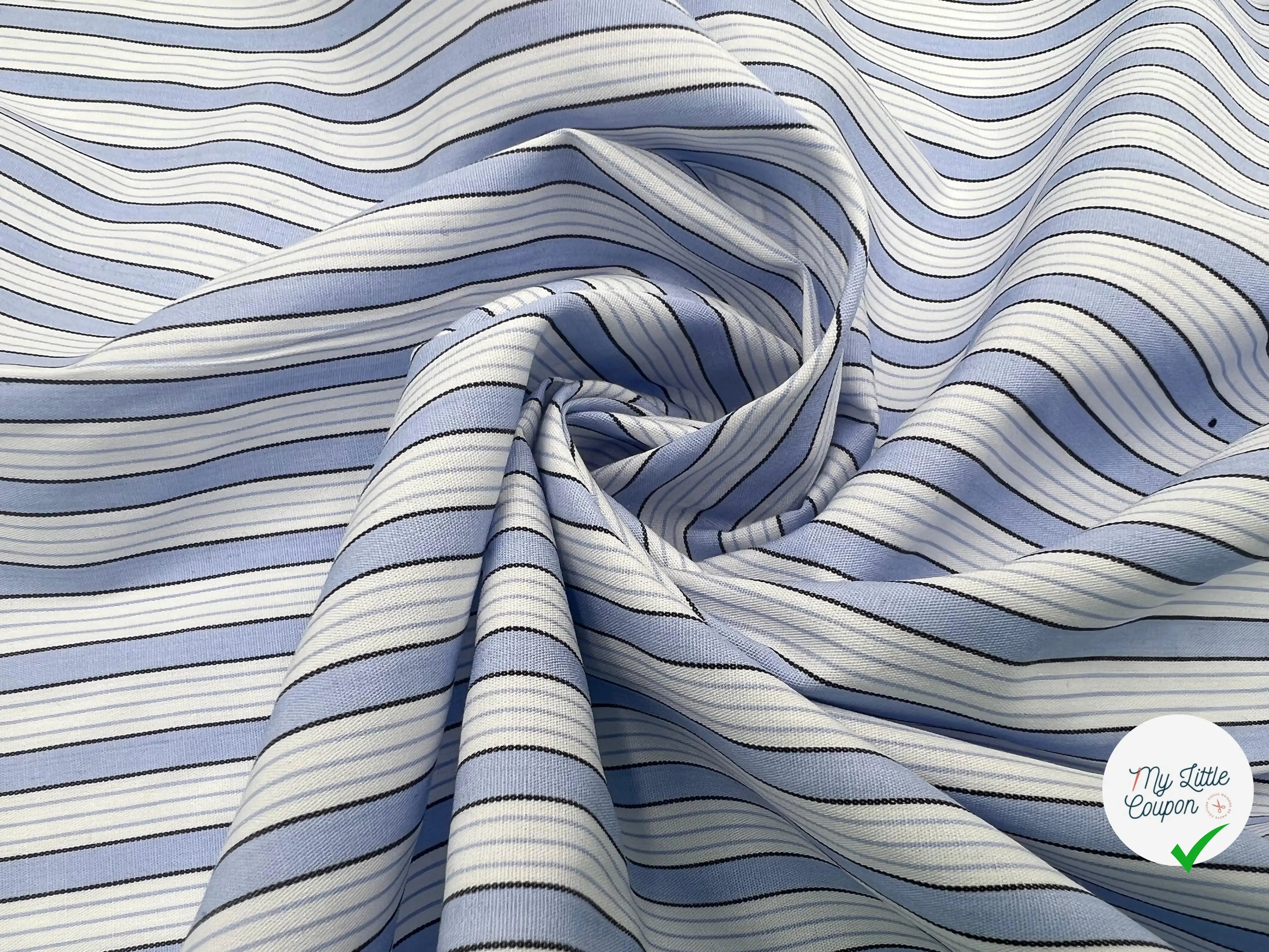 POPELINE DE COTON CHEMISE RAYURES BLEU CIEL CLASSIQUE CHIC - My Little Coupon - tissu - coudre