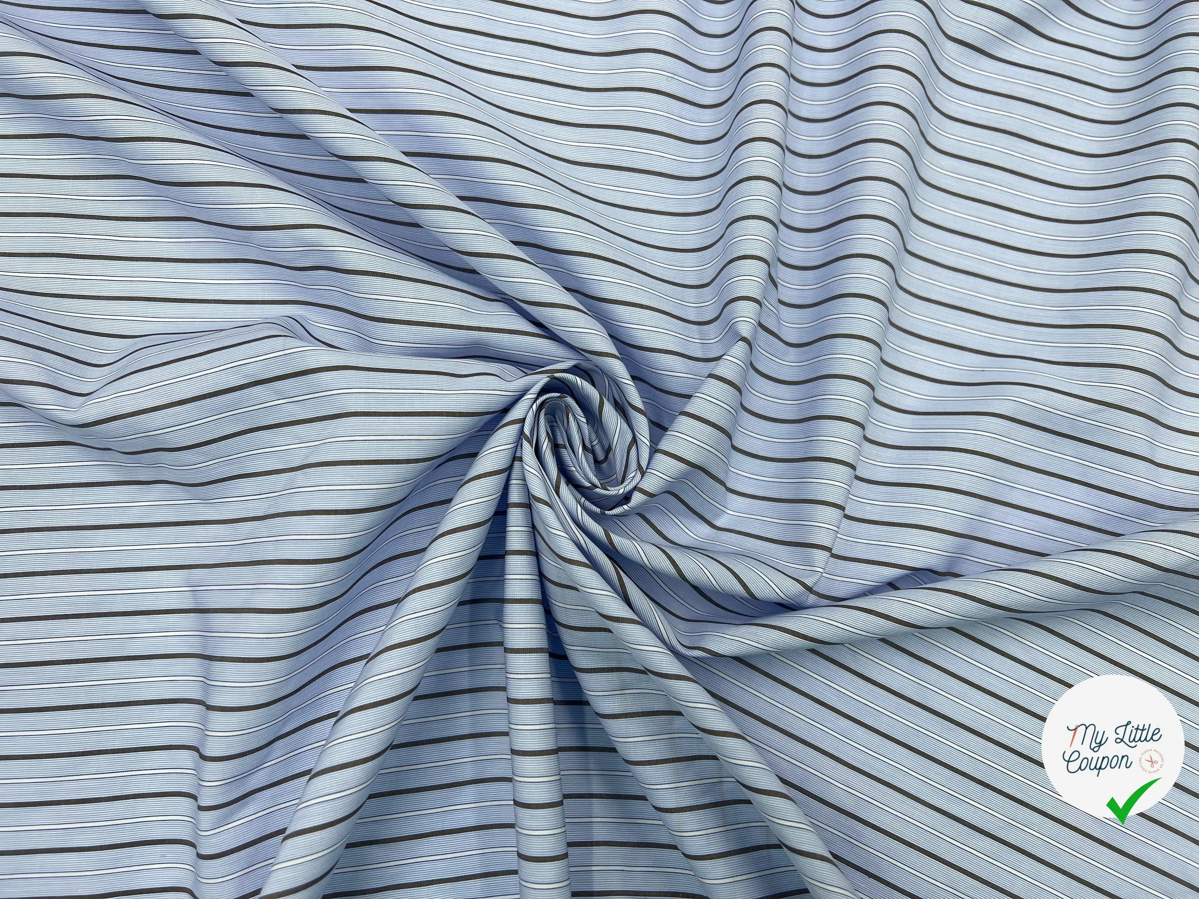 POPELINE DE COTON CHEMISE RAYURES BLUE & BROWN - My Little Coupon - tissu - coudre