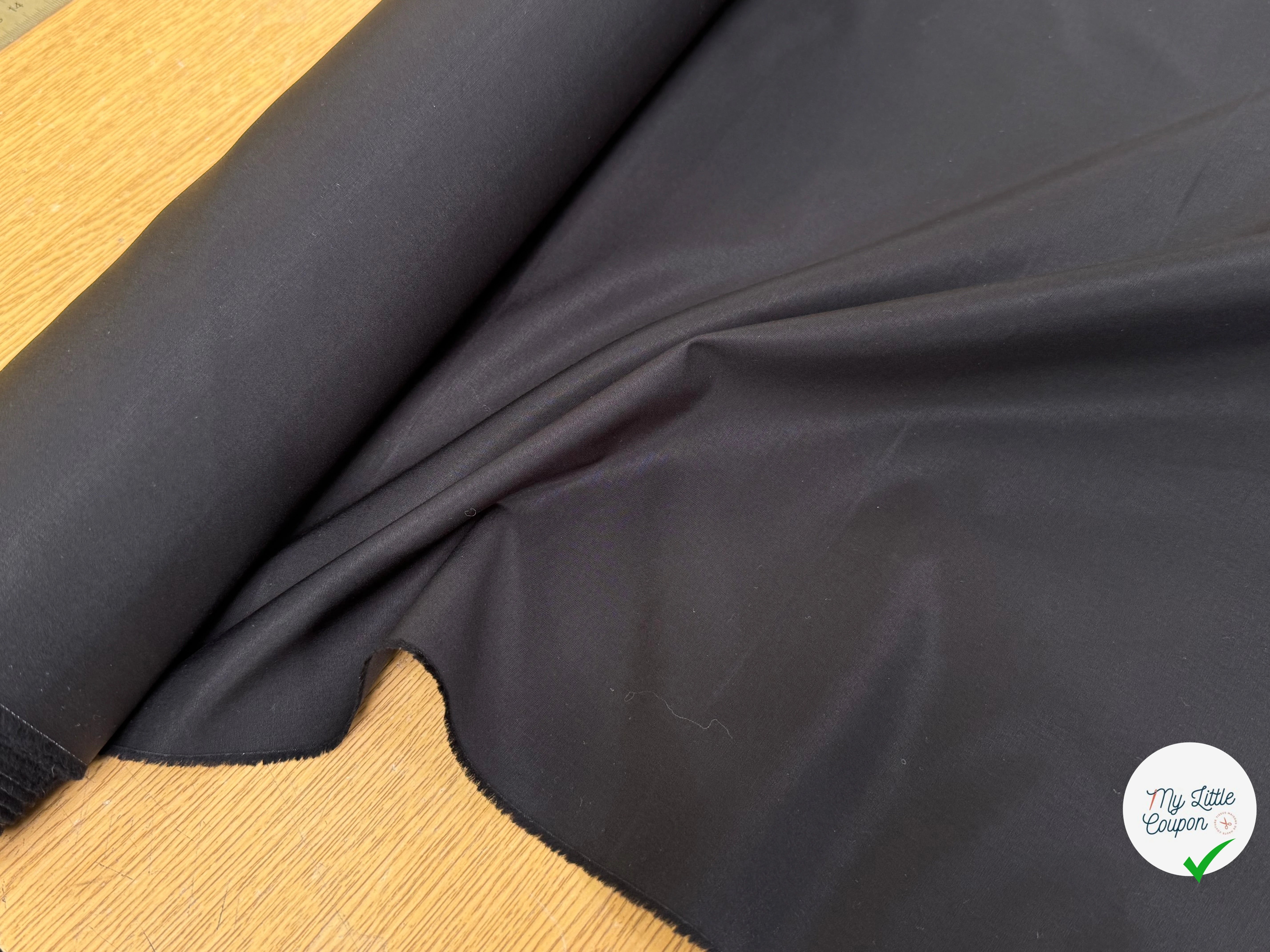 POPELINE DE COTON CRAQUANTE TENUE LOURDE QUALITÉ COUTURE NOIR - My Little Coupon