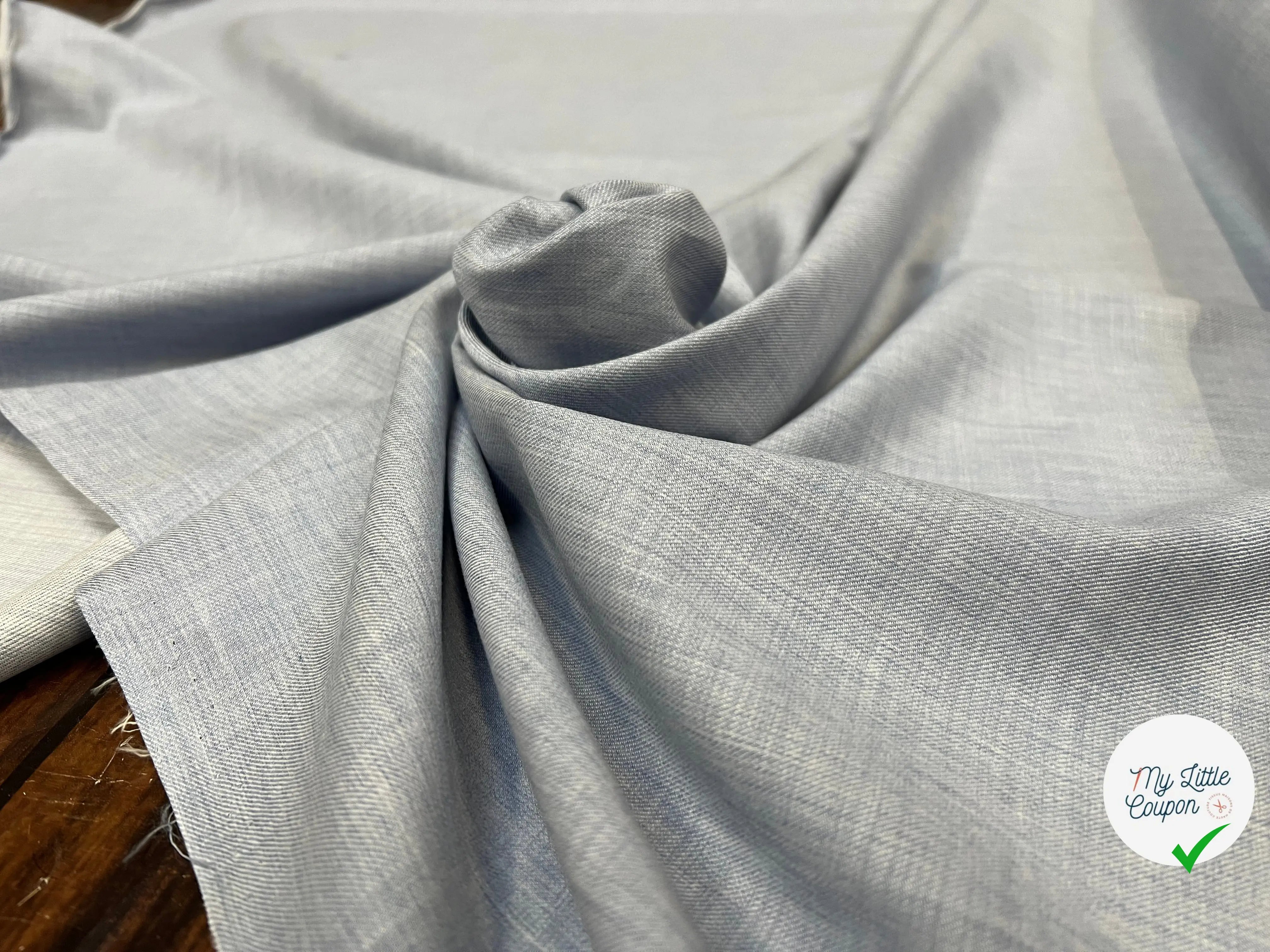 POPELINE DE COTON DUVETEUX BLEU - My Little Coupon