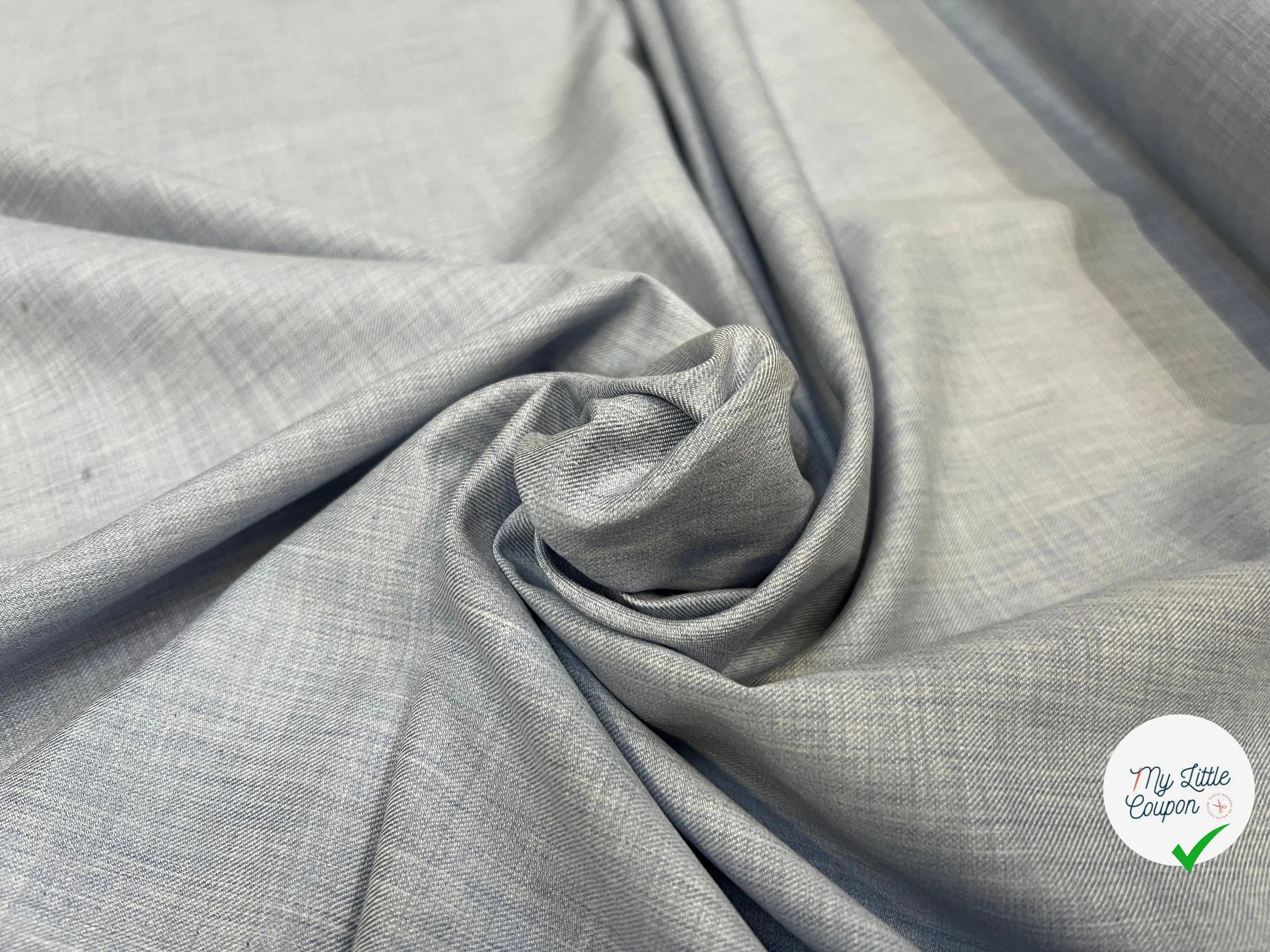 POPELINE DE COTON DUVETEUX BLEU - My Little Coupon