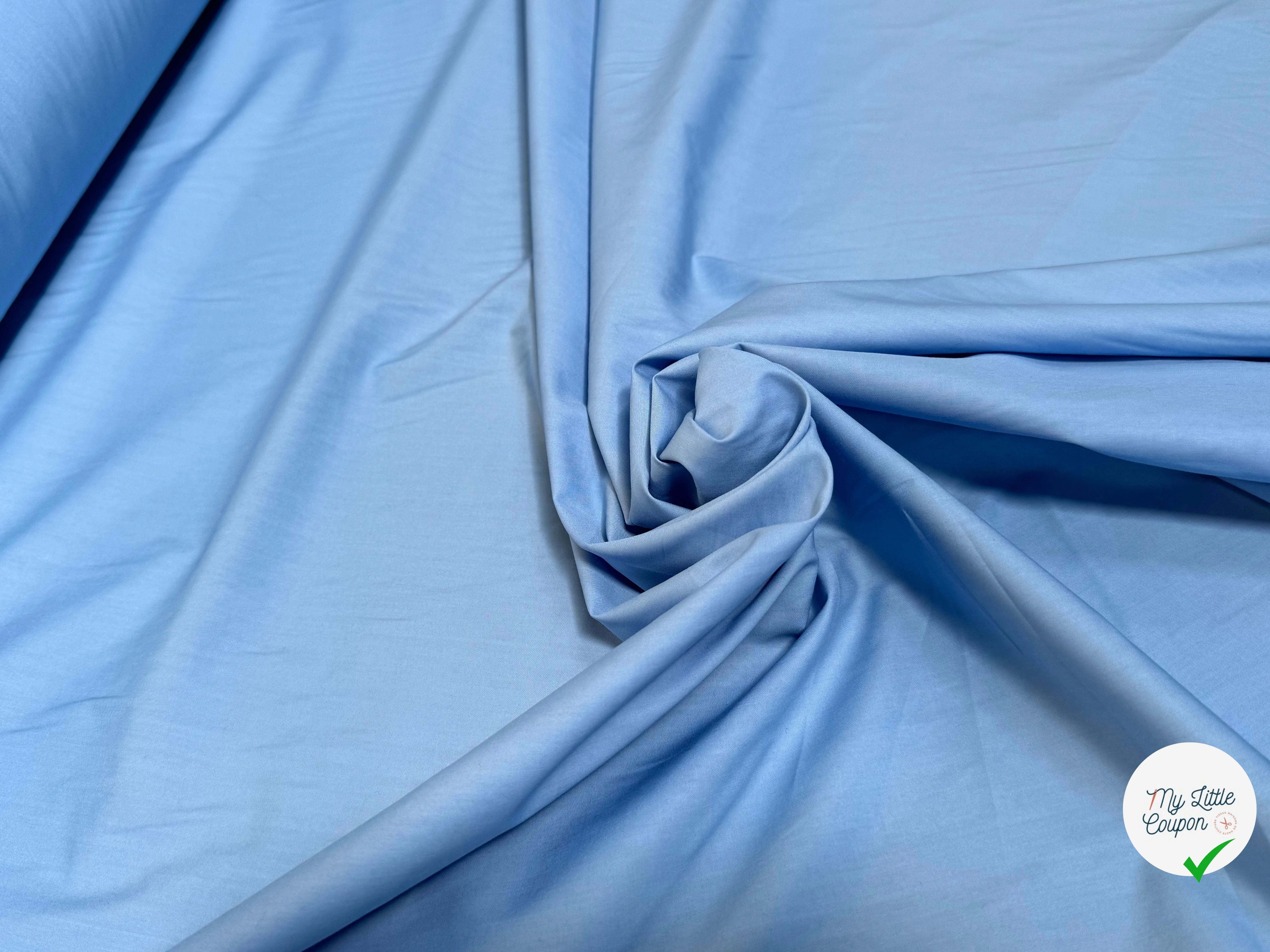 POPELINE DE COTON ESTE/X BLEU CIEL COUTURE - My Little Coupon