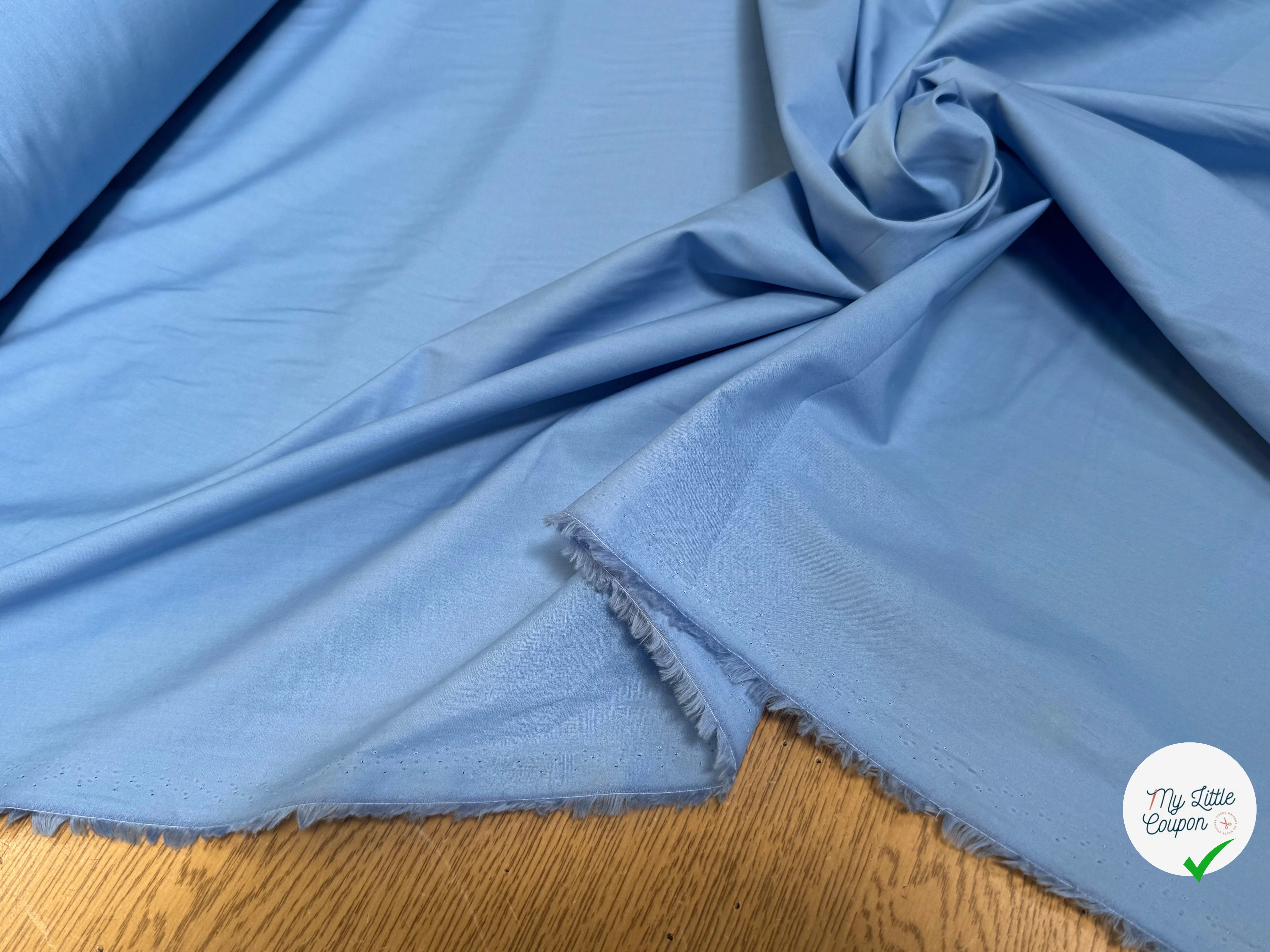 POPELINE DE COTON ESTE/X BLEU CIEL COUTURE - My Little Coupon