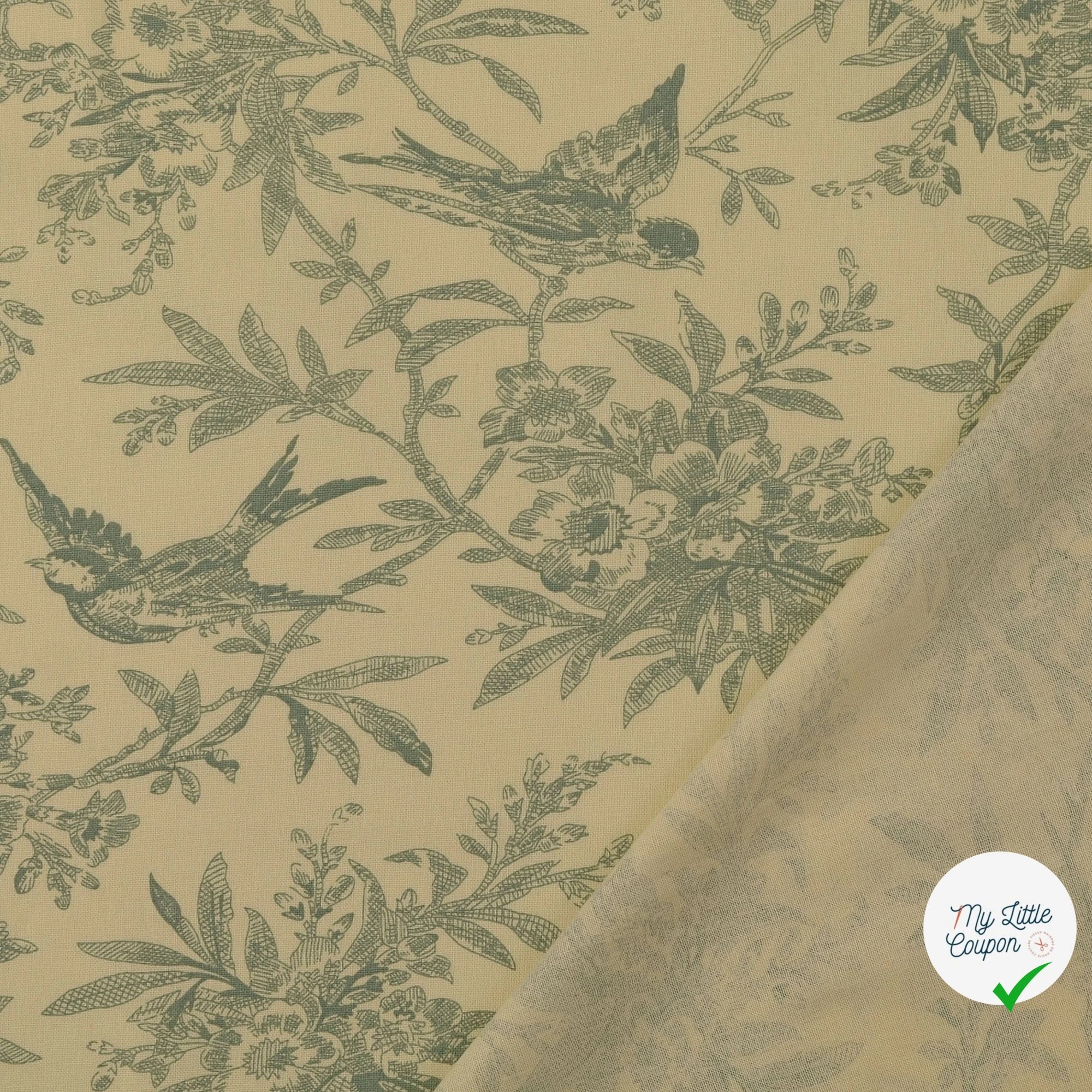 POPELINE DE COTON FEUILLES MENTHE - My Little Coupon