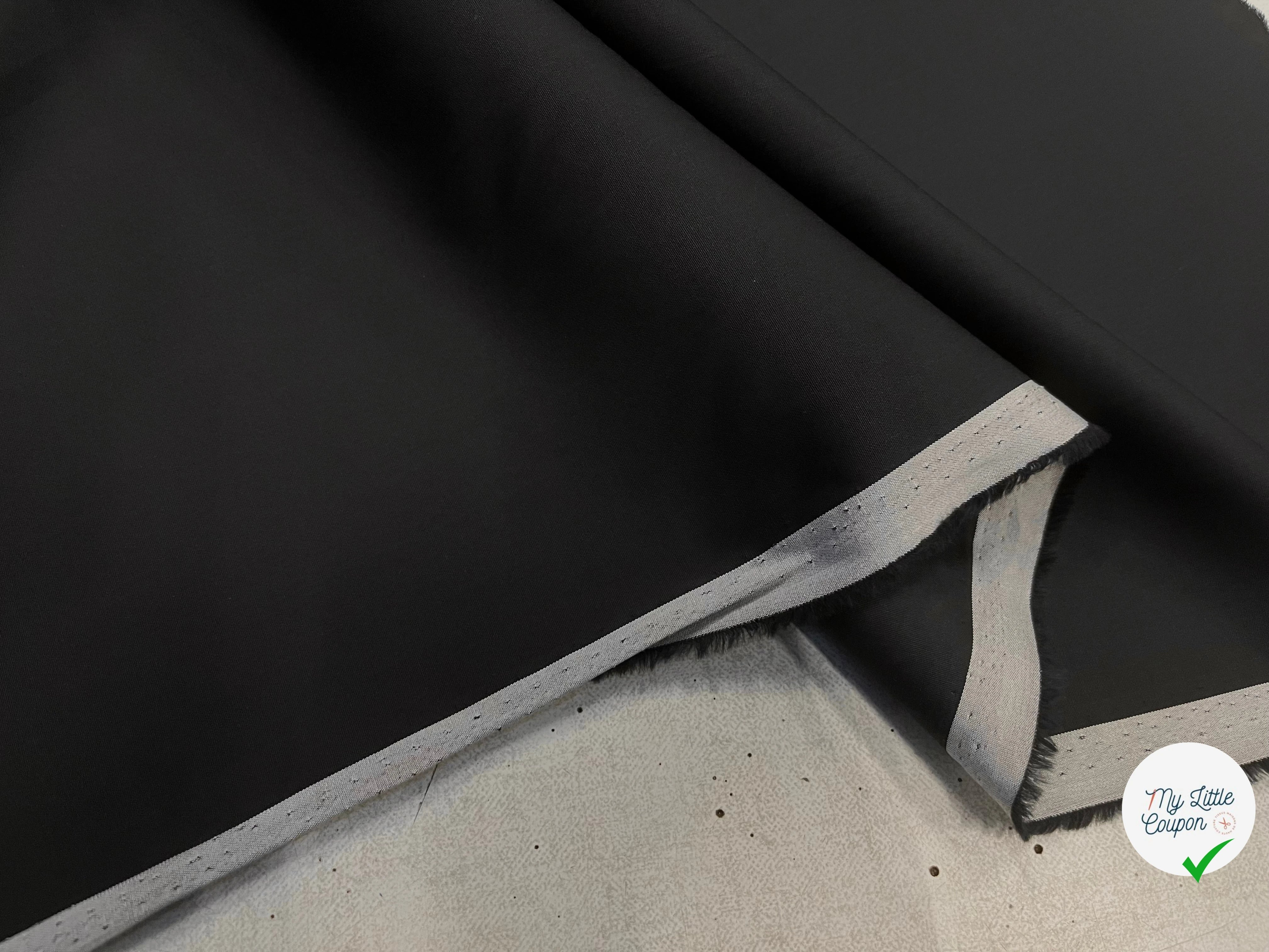 POPELINE DE COTON FINE NOIR MAGNIFIQUE RAYURE BLANCHE SUR LES LISIÈRES - My Little Coupon