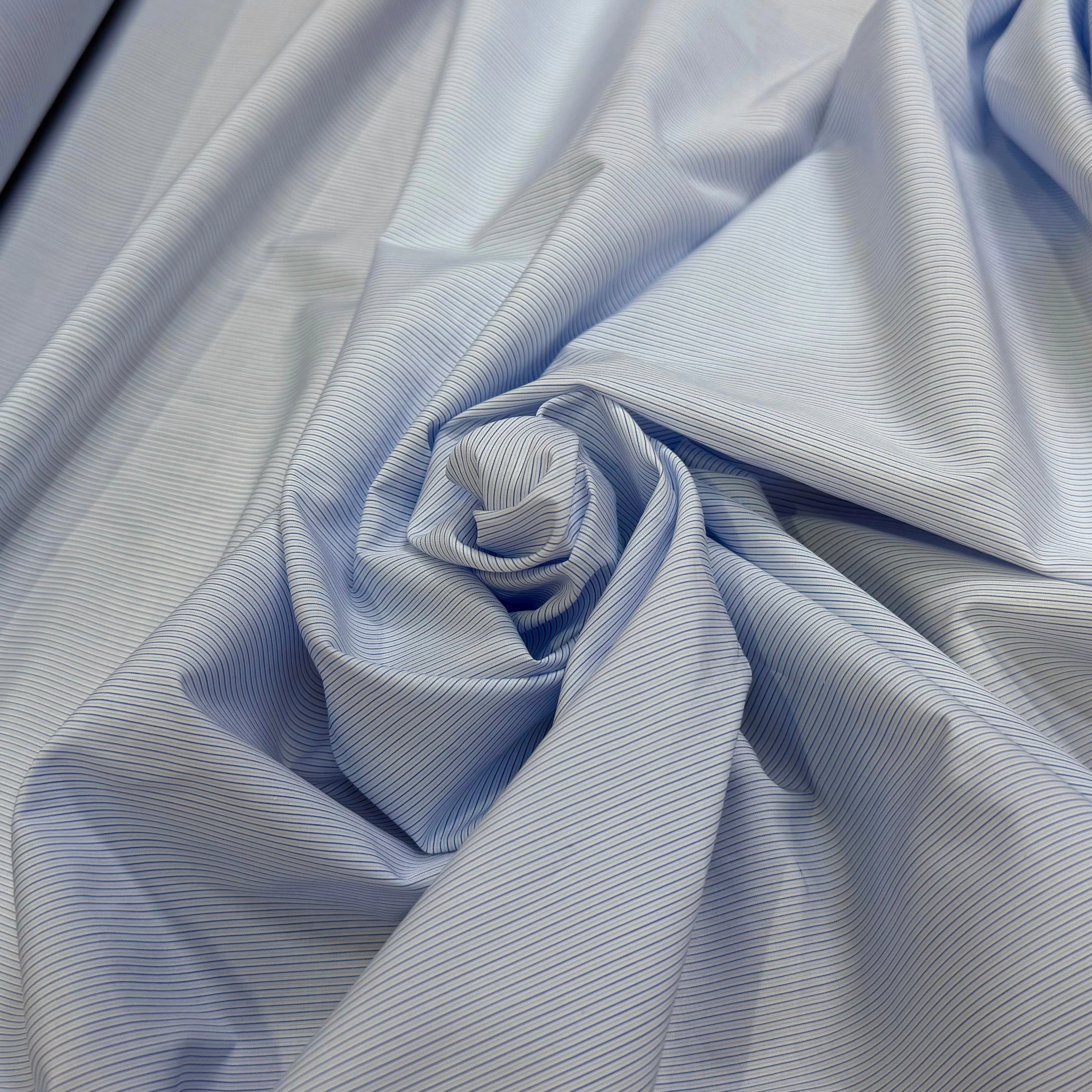 POPELINE DE COTON FINE RAYURES BLEUES QUALITÉ COUTURE - My Little Coupon