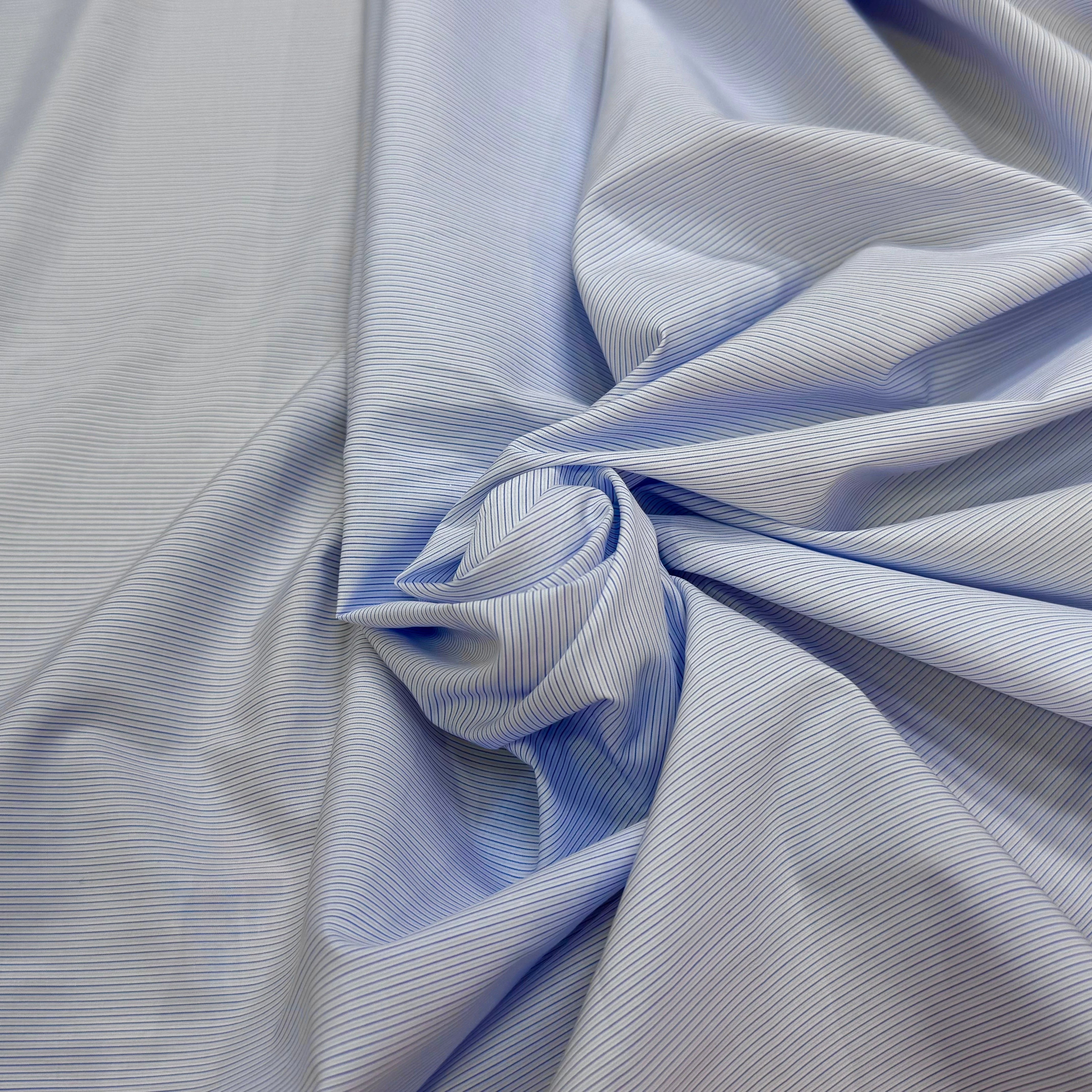 POPELINE DE COTON FINE RAYURES BLEUES QUALITÉ COUTURE - My Little Coupon