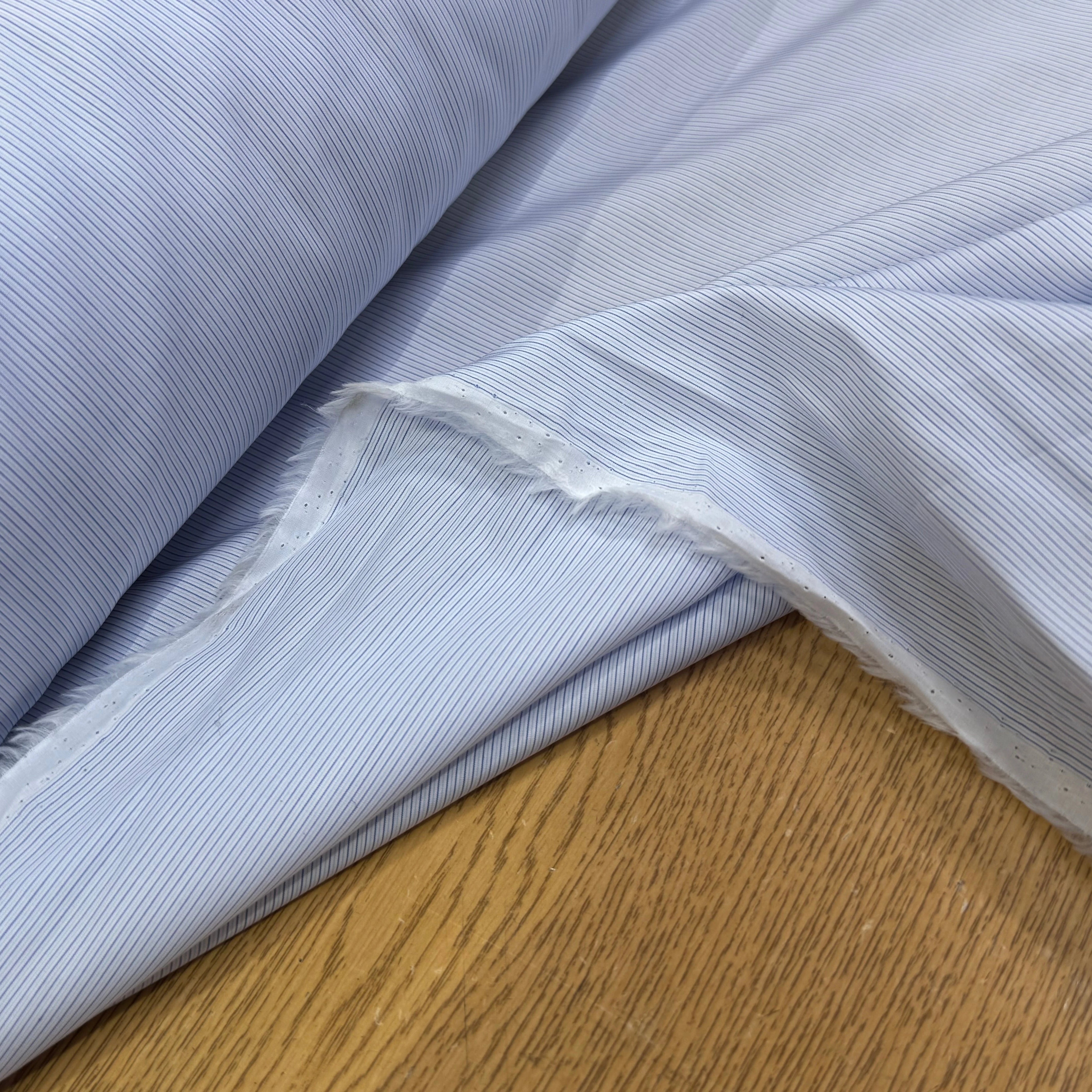 POPELINE DE COTON FINE RAYURES BLEUES QUALITÉ COUTURE - My Little Coupon