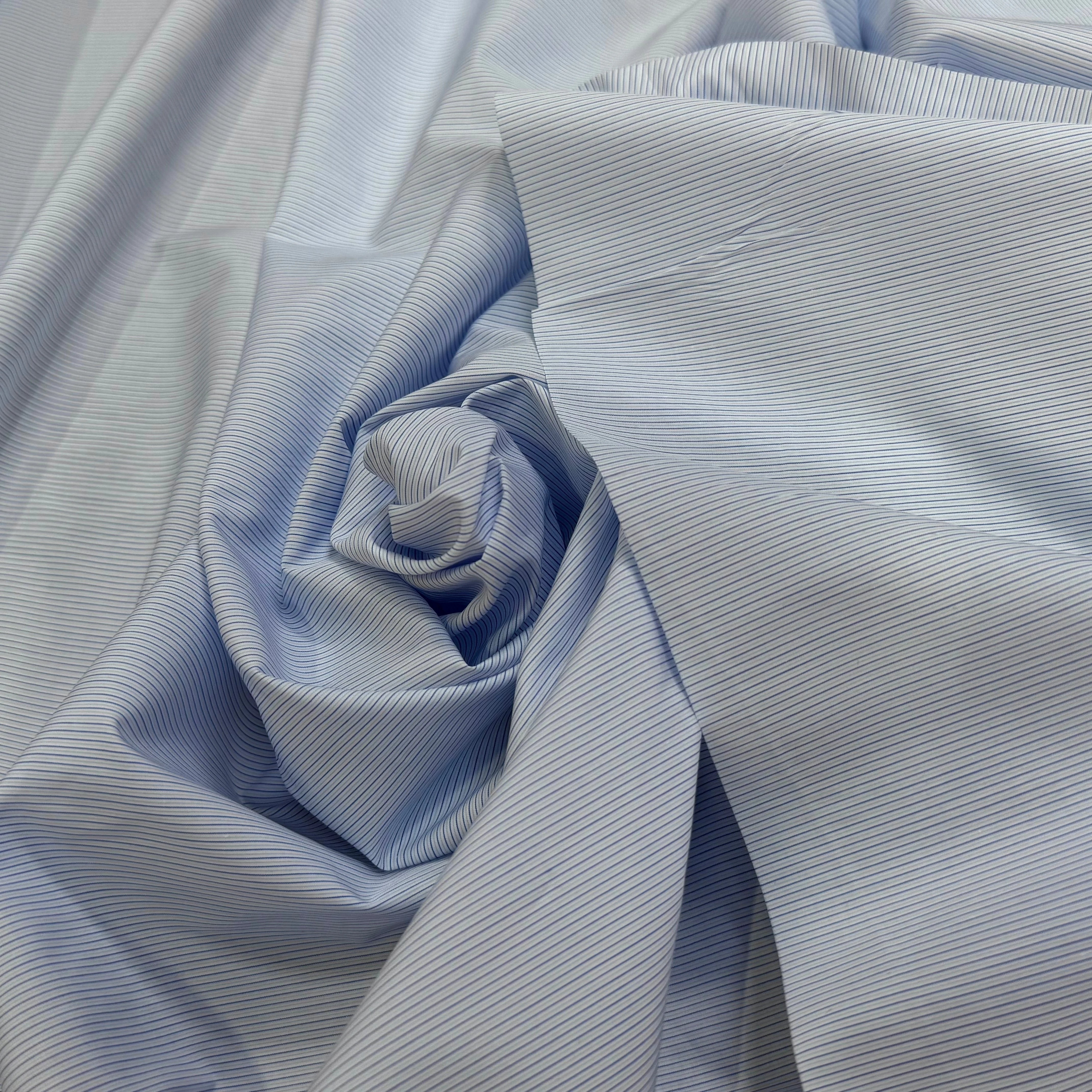 POPELINE DE COTON FINE RAYURES BLEUES QUALITÉ COUTURE - My Little Coupon