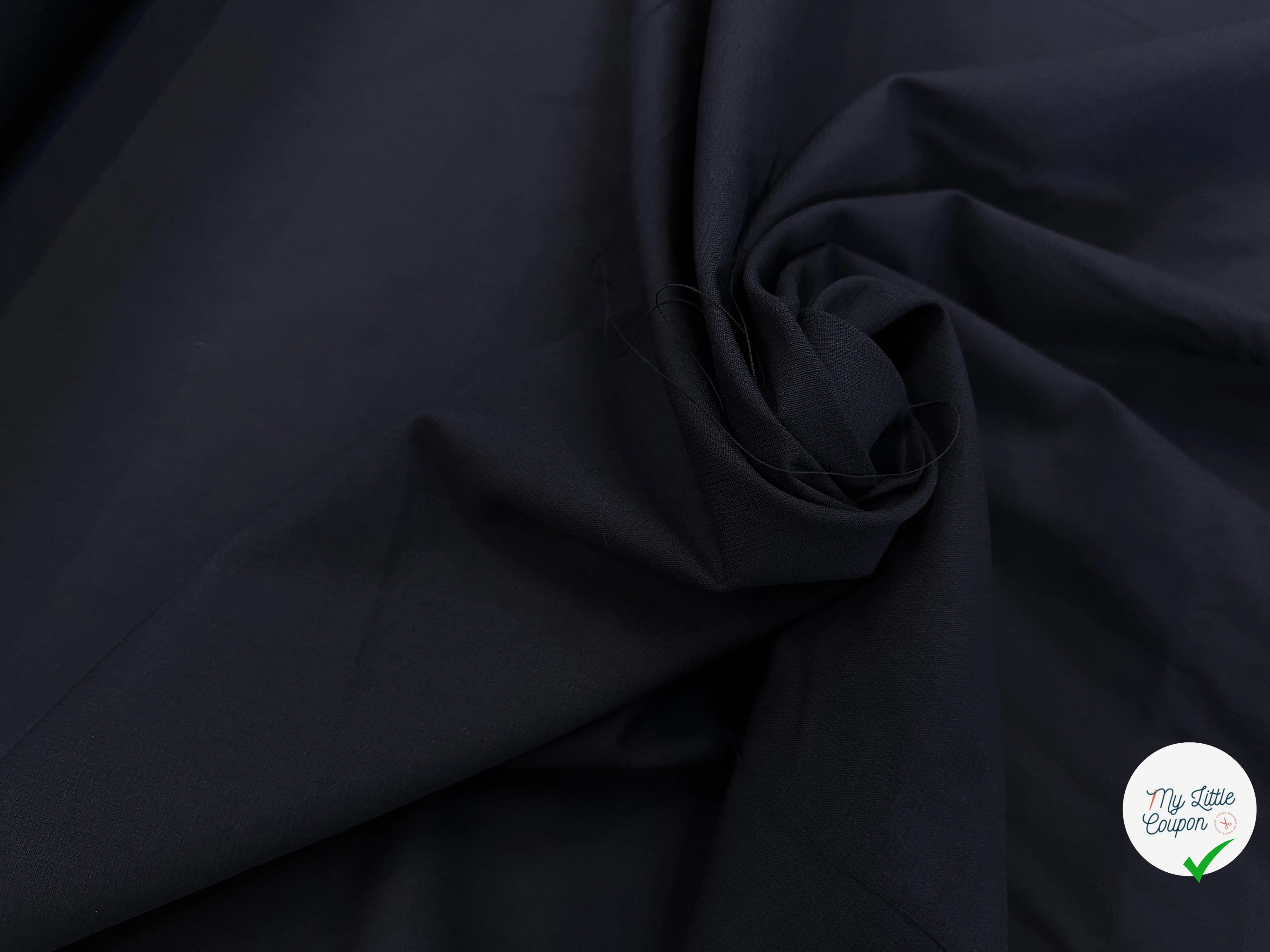 POPELINE DE COTON FINEMENT RAYÉE BLEU MARINE 154CM - My Little Coupon