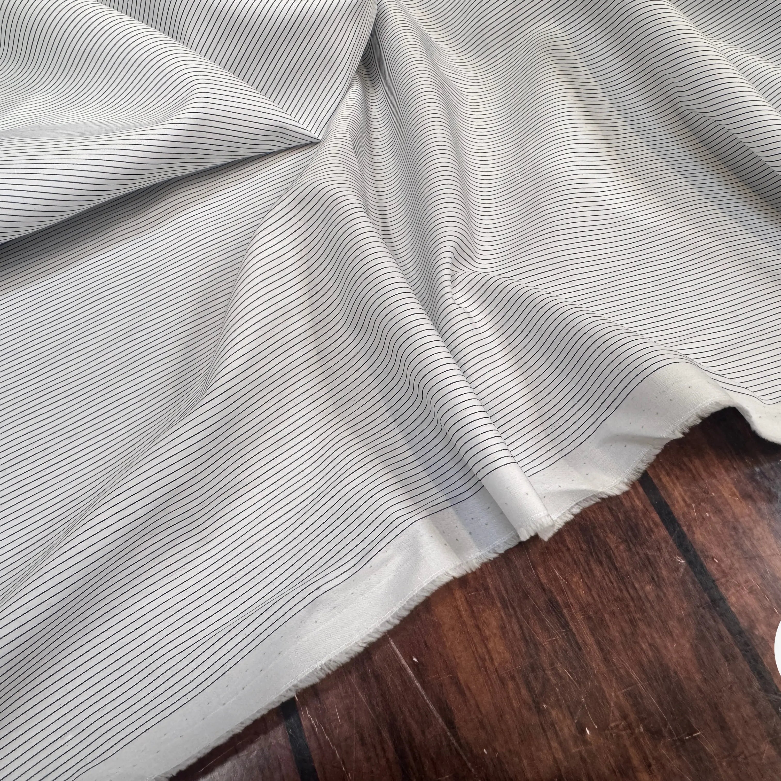 POPELINE DE COTON FINES RAYURES BLEU ET MARRON - My Little Coupon