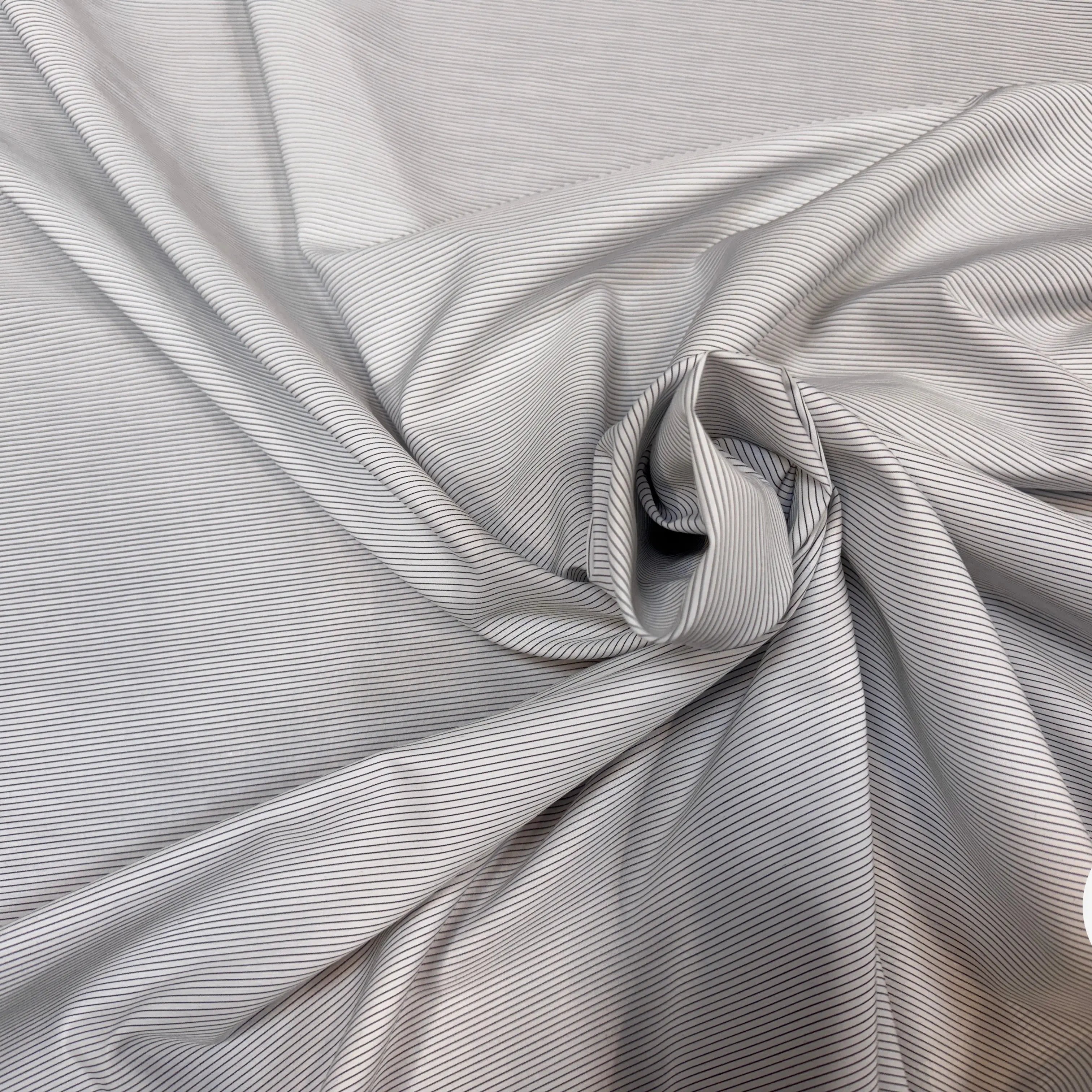 POPELINE DE COTON FINES RAYURES BLEU ET MARRON - My Little Coupon