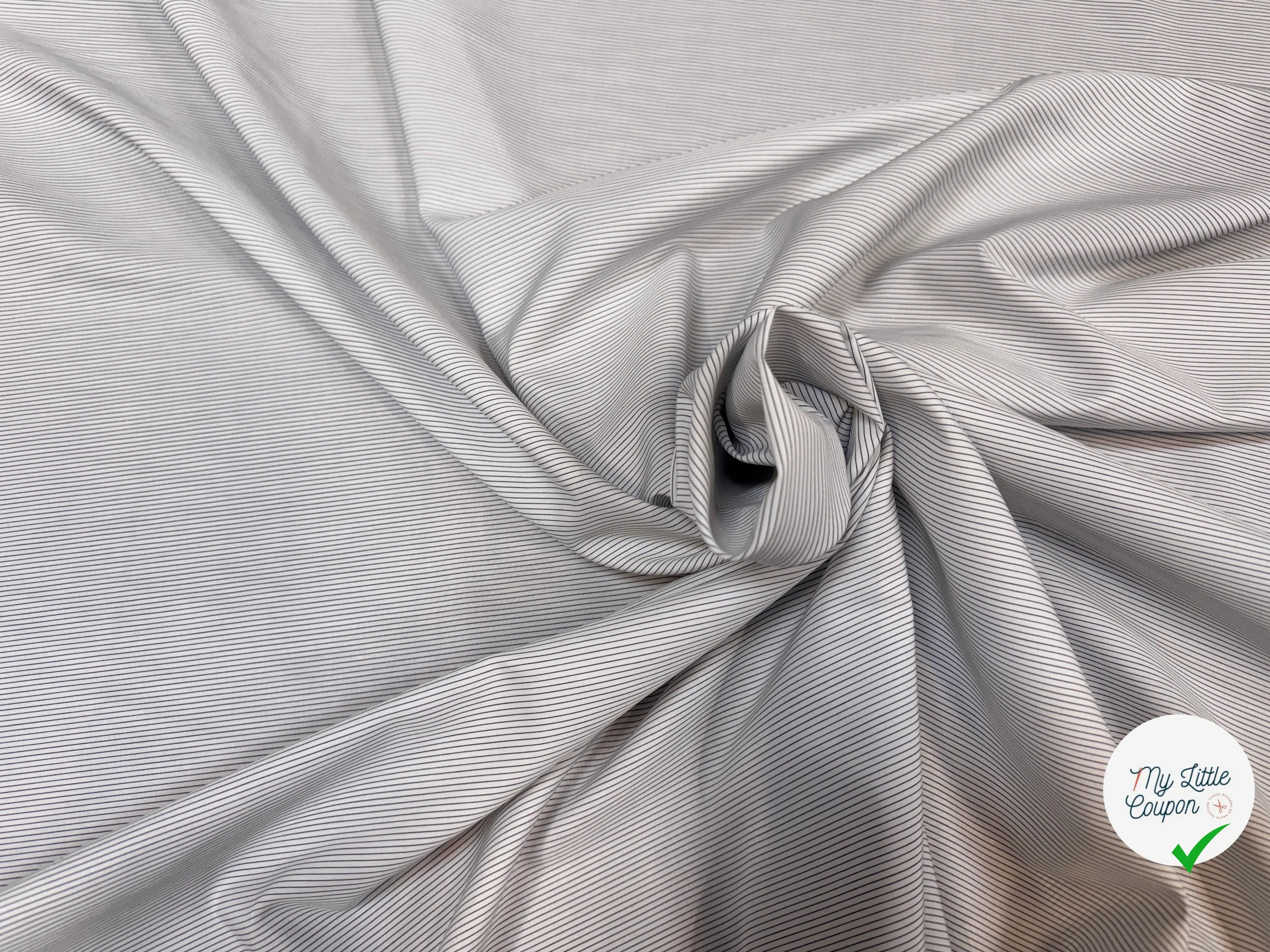 POPELINE DE COTON FINES RAYURES BLEU ET MARRON - My Little Coupon