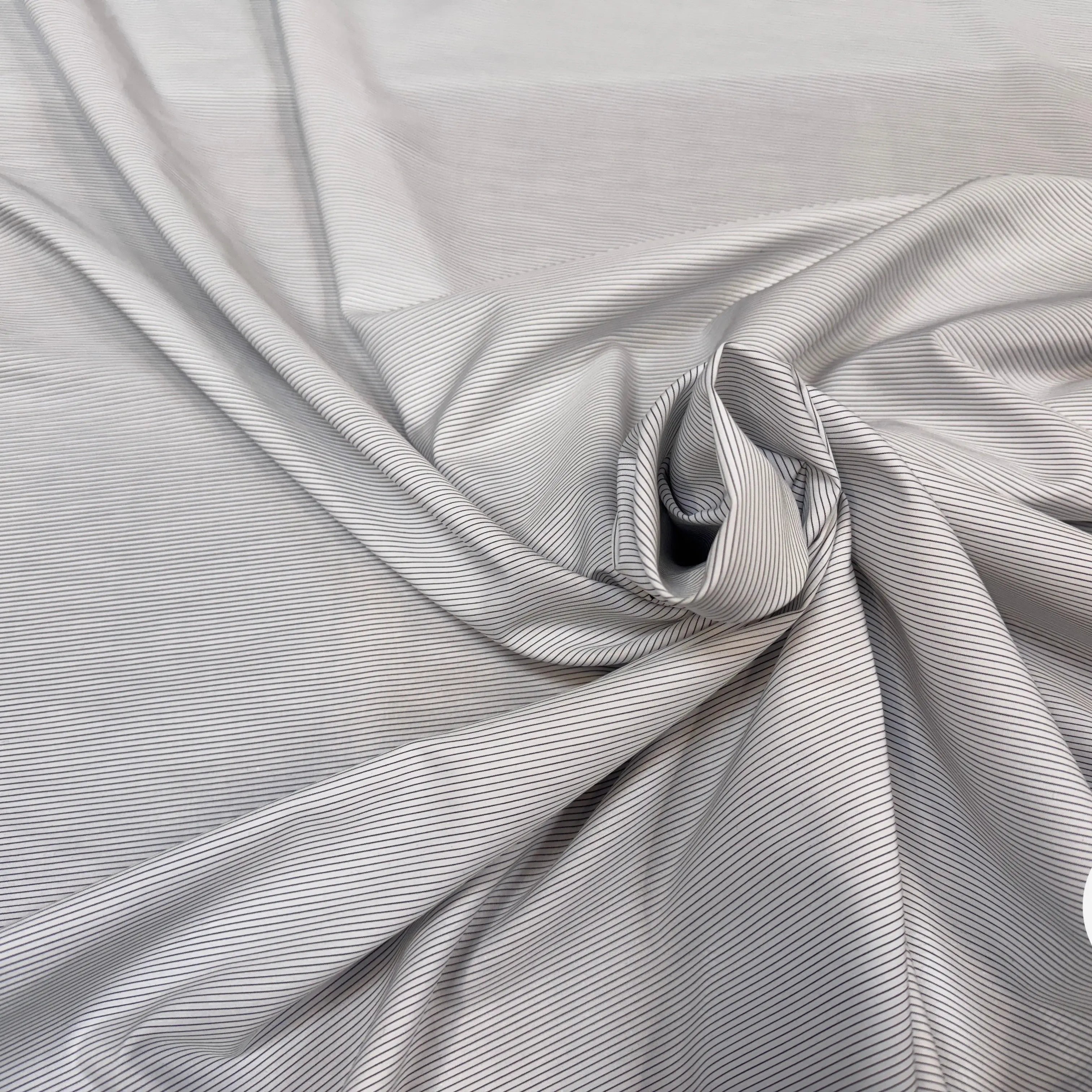 POPELINE DE COTON FINES RAYURES BLEU ET MARRON - My Little Coupon