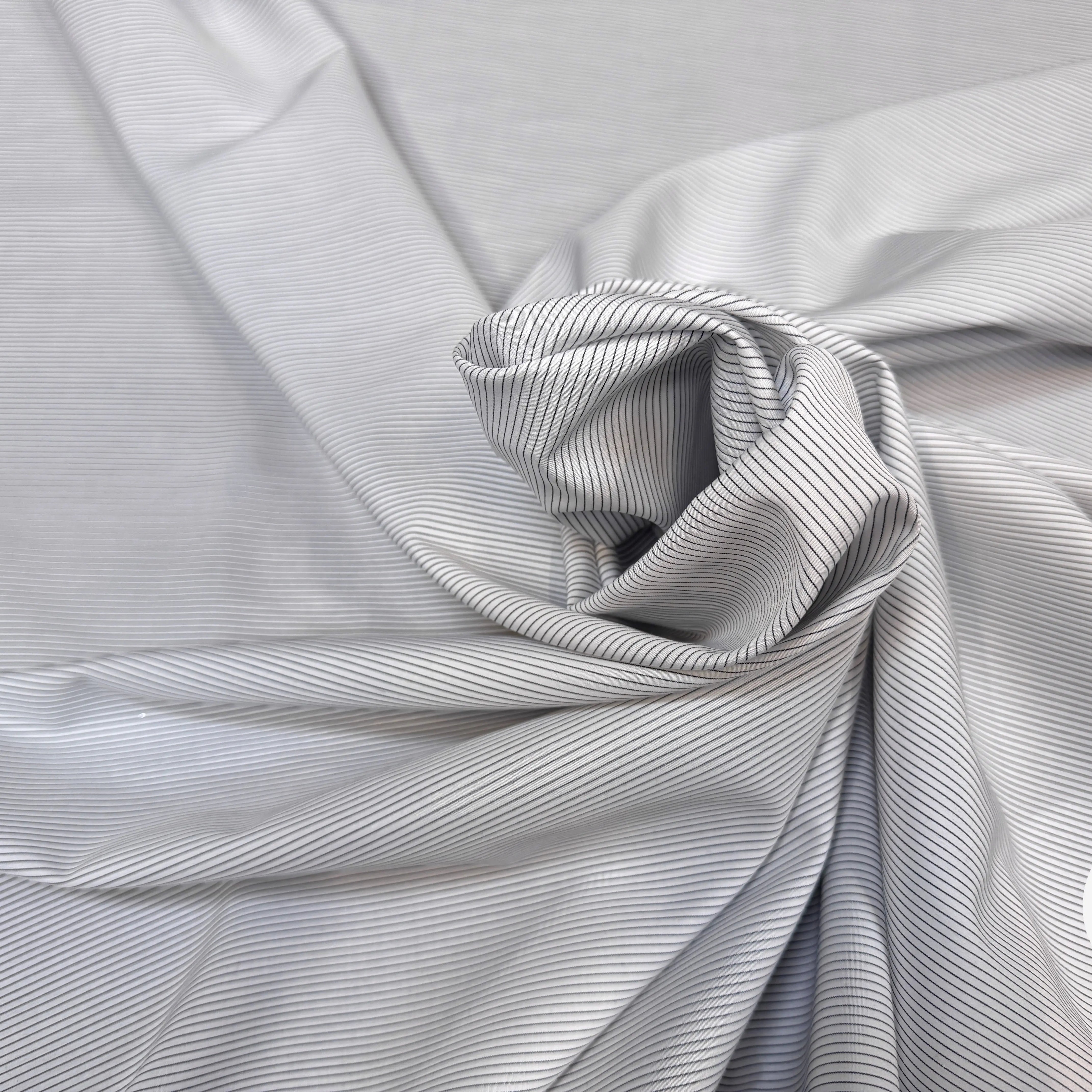 POPELINE DE COTON FINES RAYURES BLEU ET MARRON - My Little Coupon