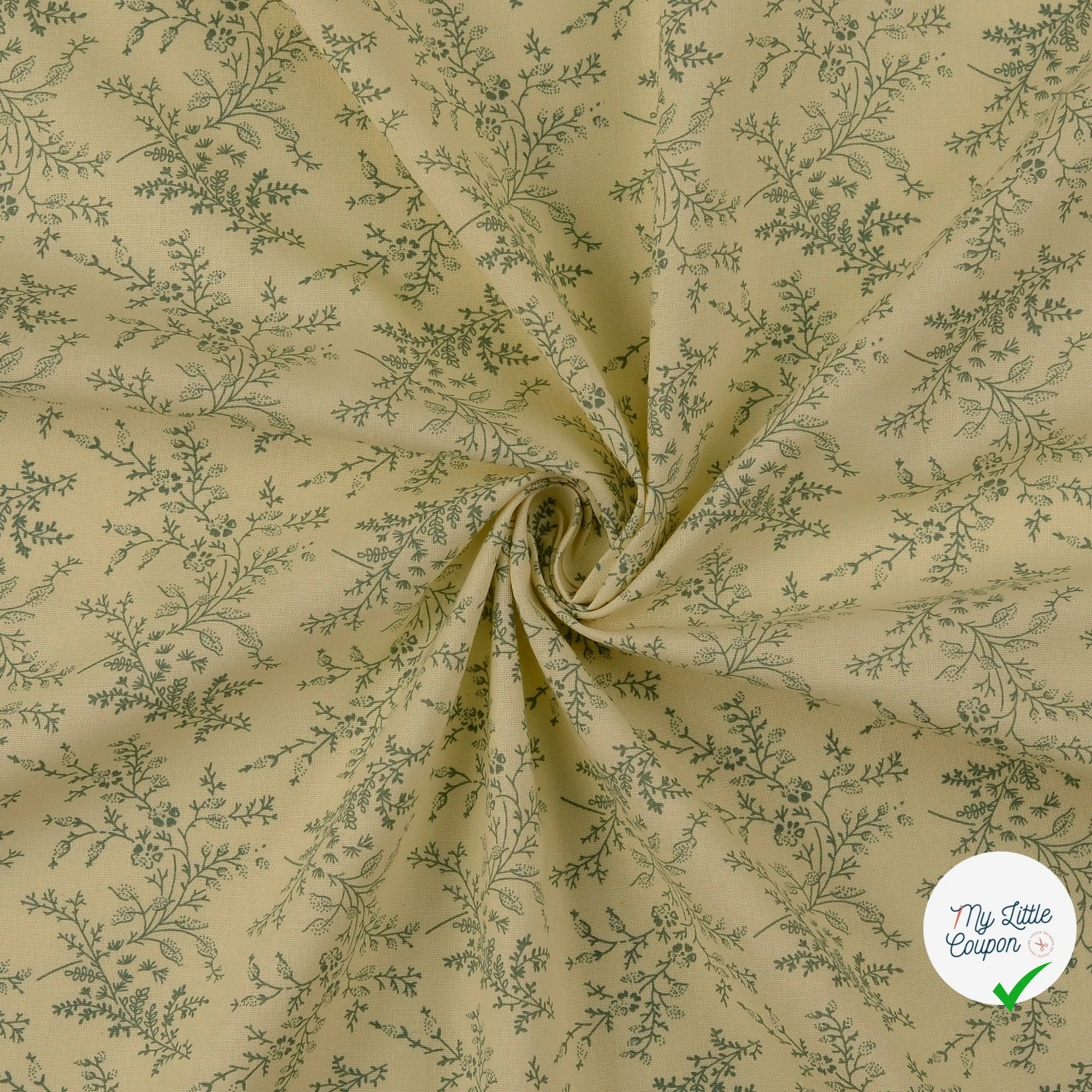 POPELINE DE COTON FLEURS MENTHE - My Little Coupon