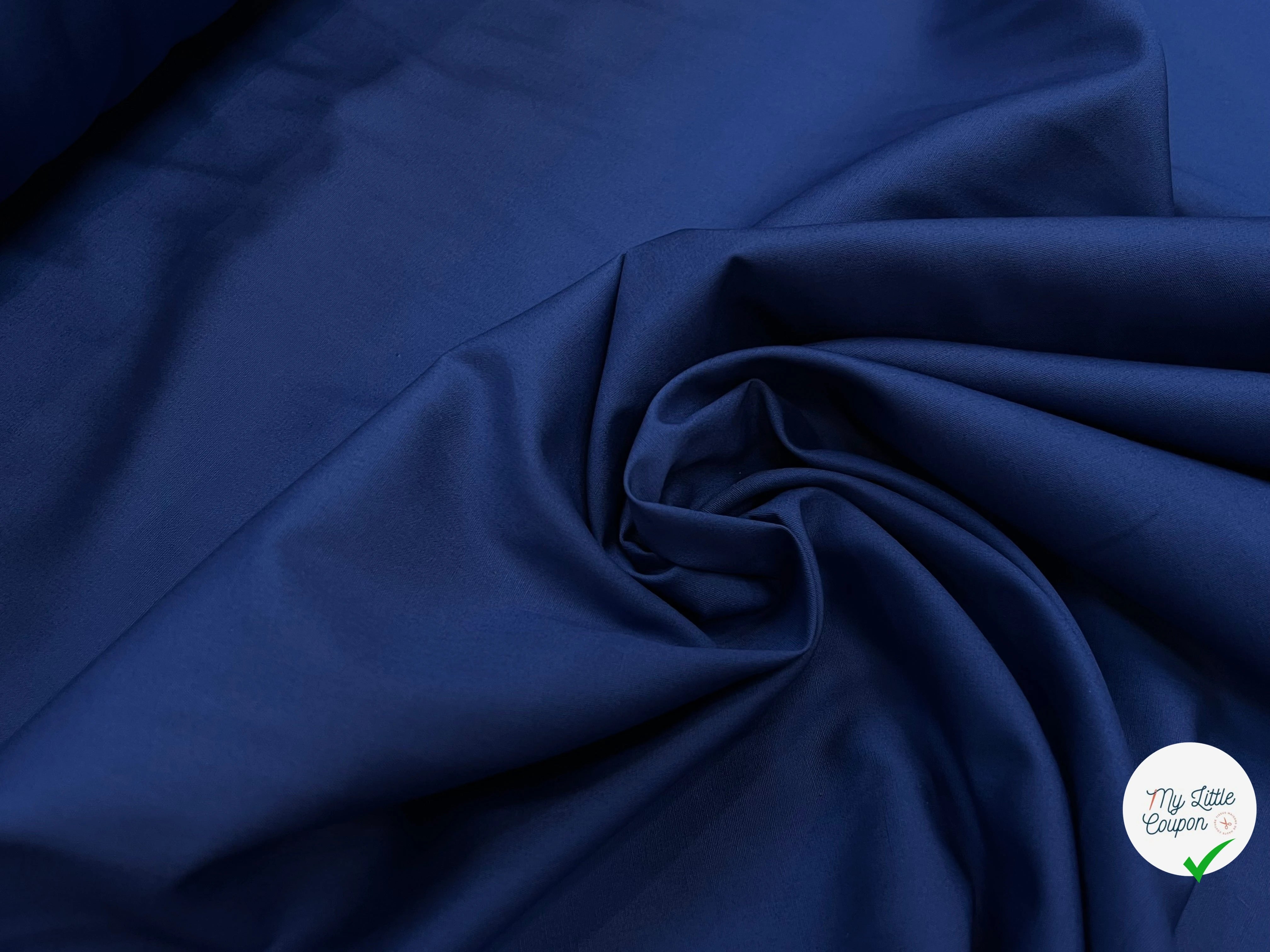 POPELINE DE COTON FLUIDE BLEU 100% COTON 115CM - My Little Coupon