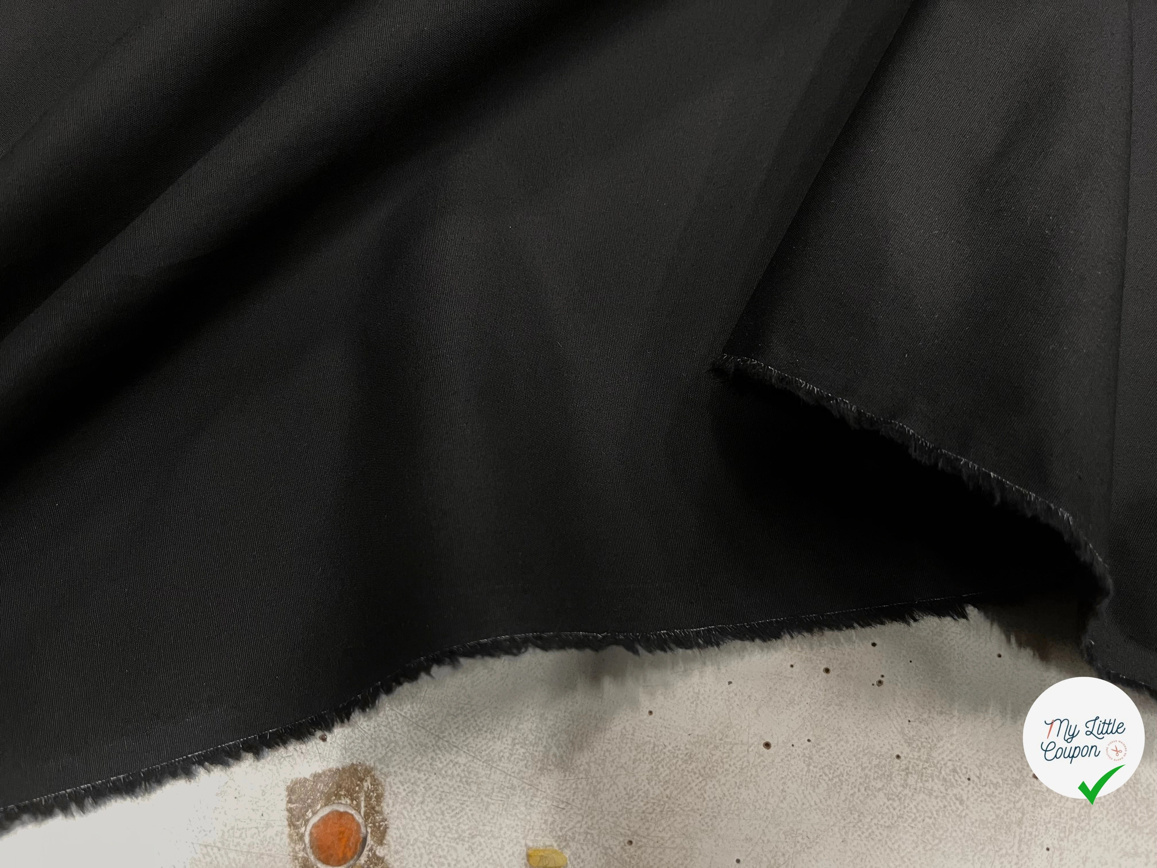 POPELINE DE COTON FLUIDE NOIR 132CM - My Little Coupon