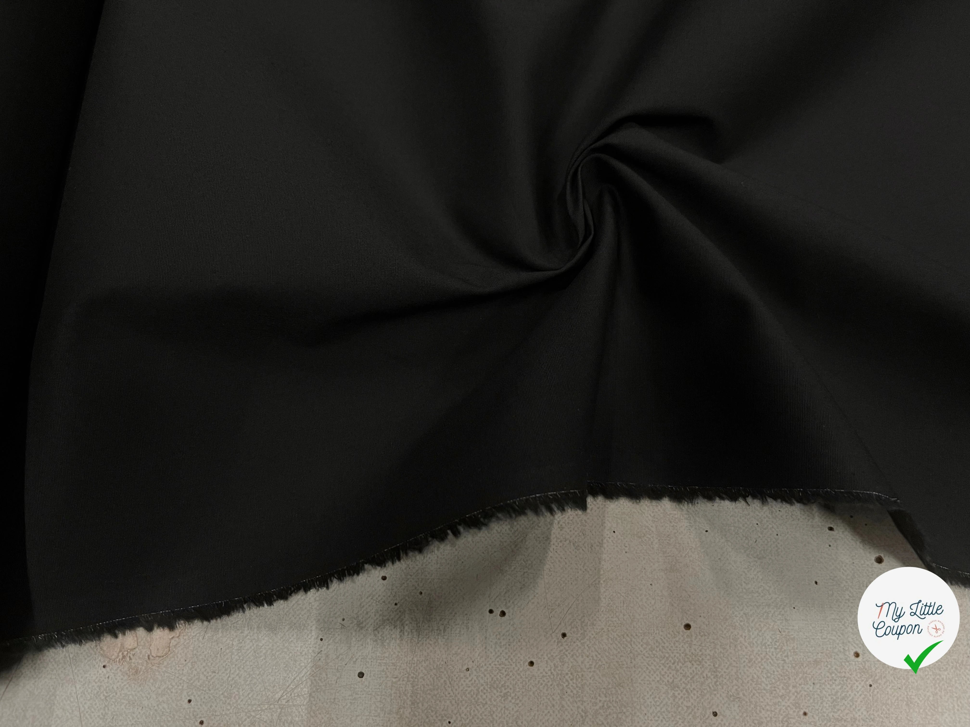 POPELINE DE COTON FLUIDE NOIR 132CM - My Little Coupon