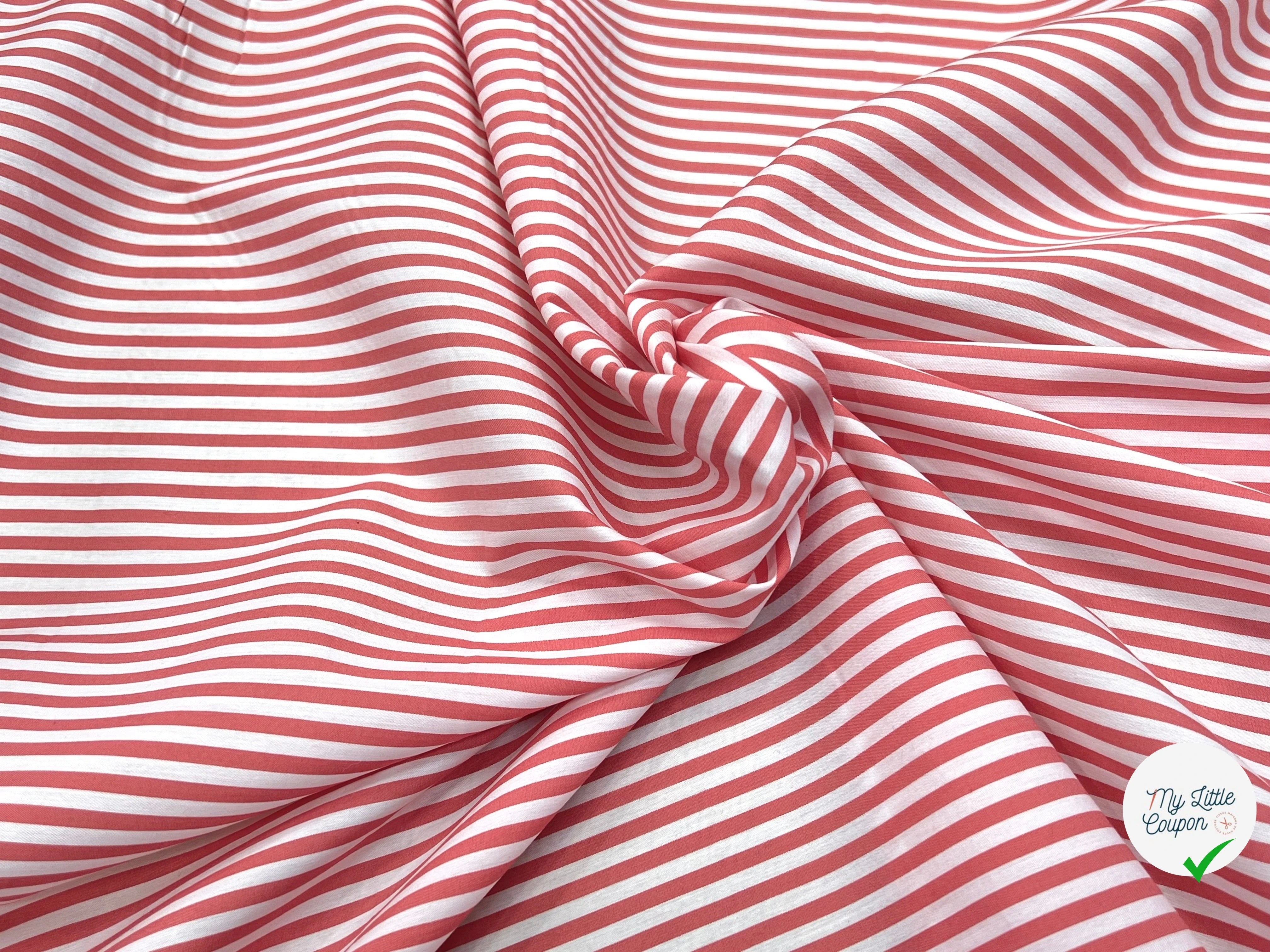 POPELINE DE COTON FLUIDE STRETCH À RAYURES INCARNADIN - My Little Coupon