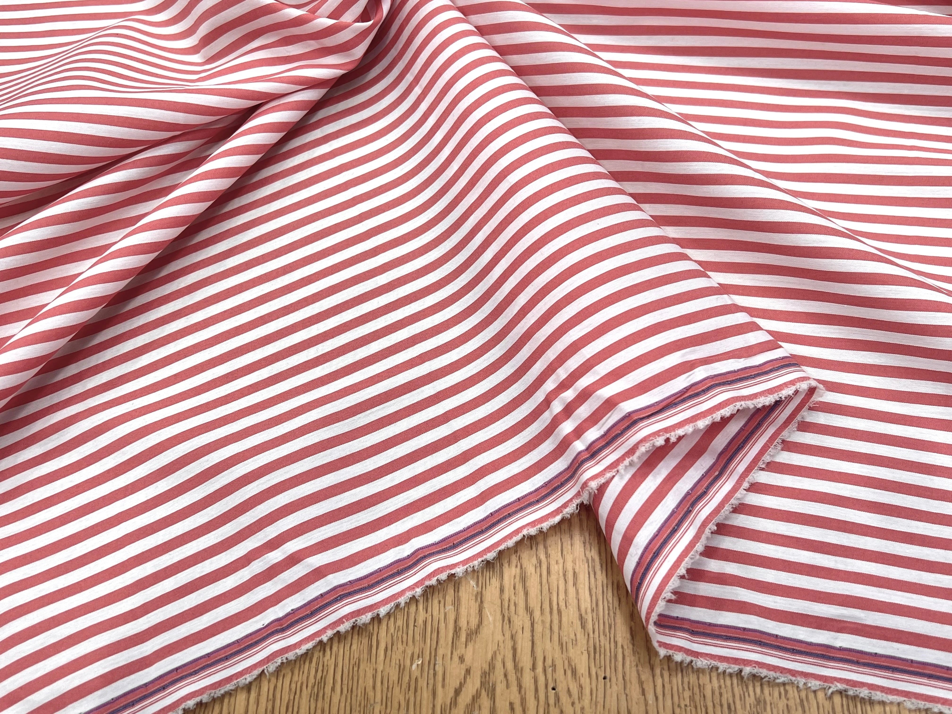 POPELINE DE COTON FLUIDE STRETCH À RAYURES INCARNADIN - My Little Coupon