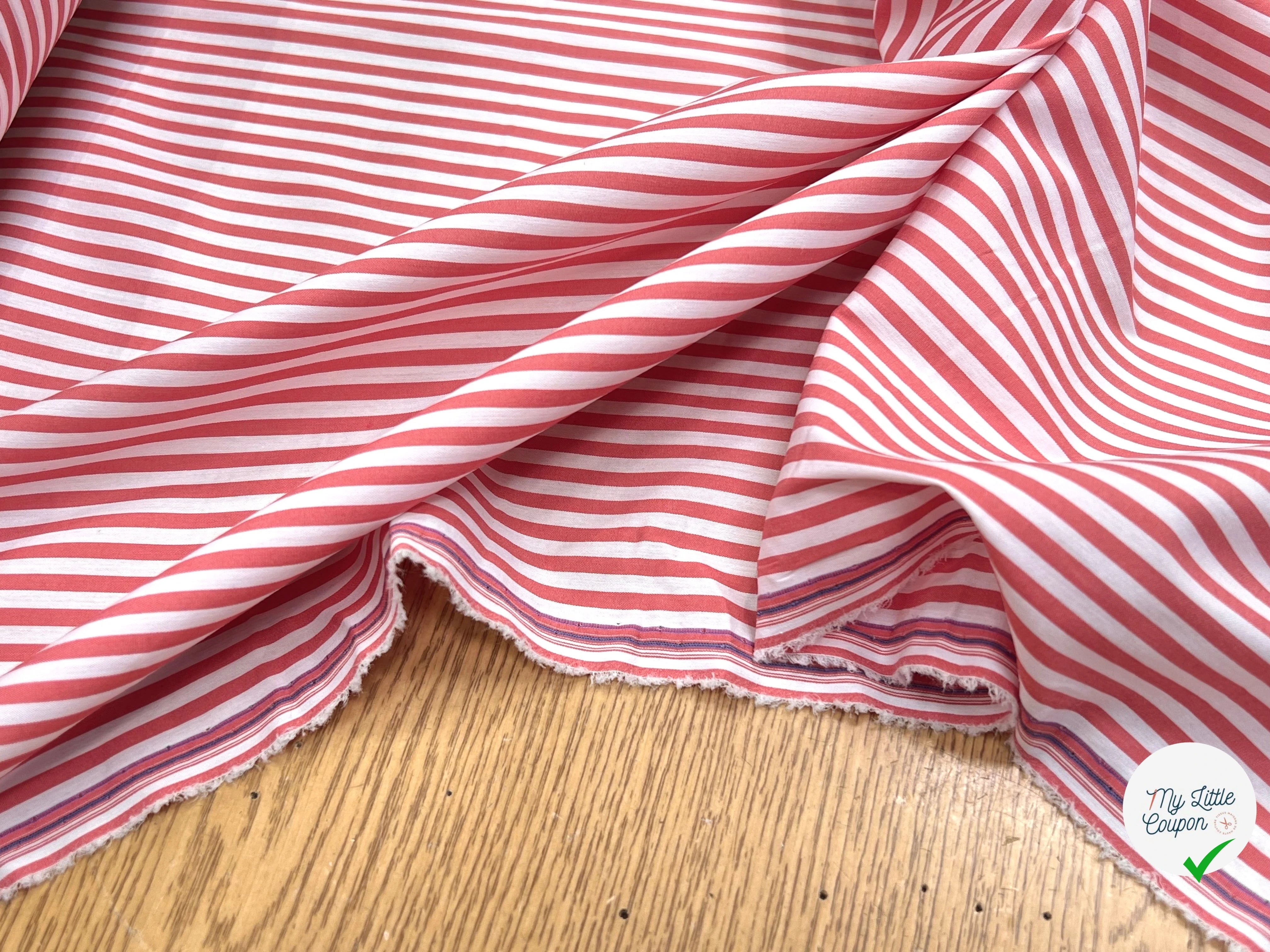 POPELINE DE COTON FLUIDE STRETCH À RAYURES INCARNADIN - My Little Coupon