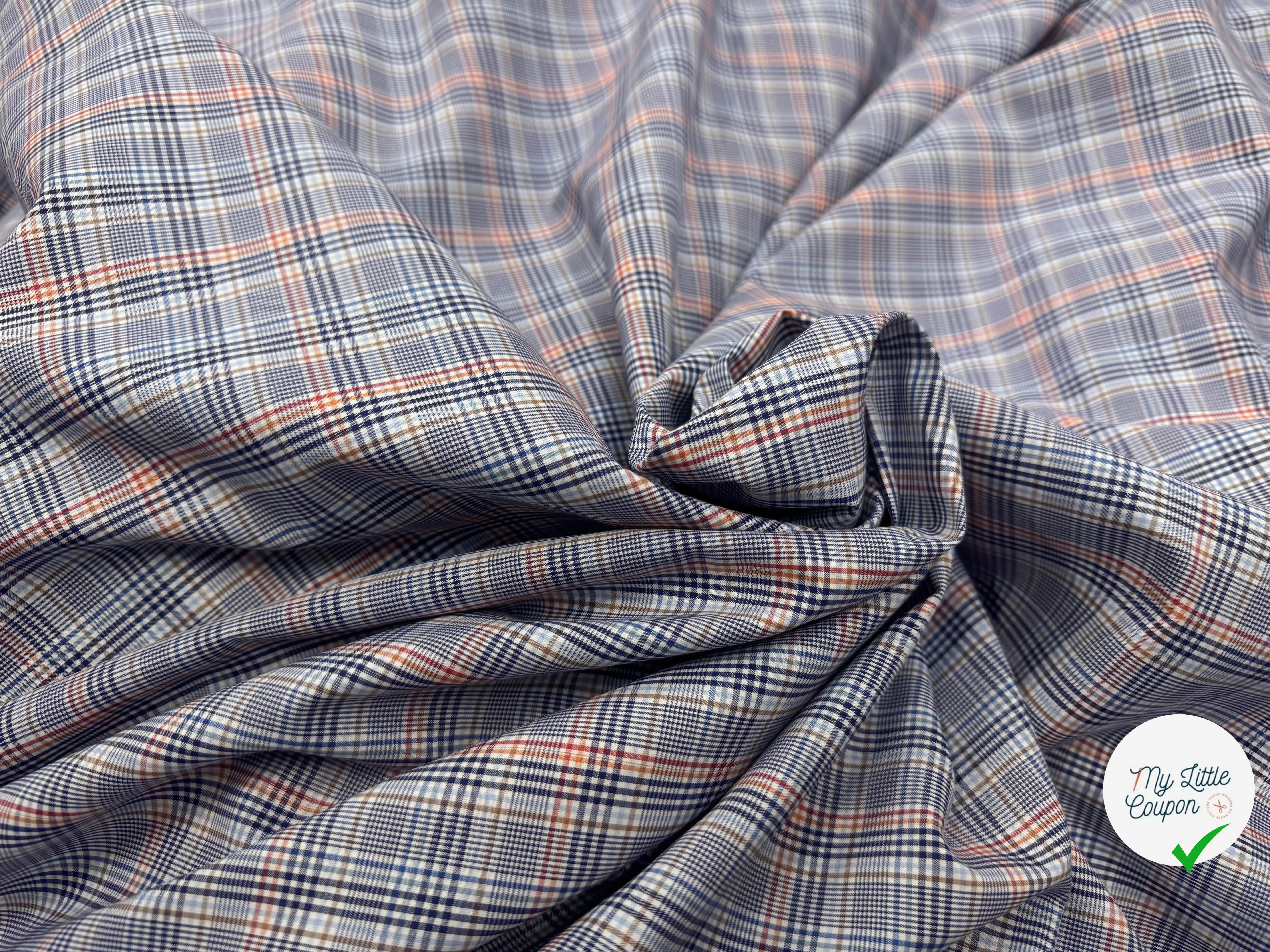 POPELINE DE COTON FOND GRIS CARREAUX - My Little Coupon
