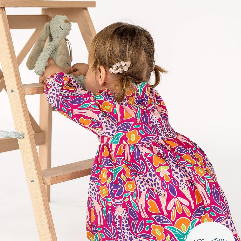 POPELINE DE COTON IMPRIMÉ GIRAFES ROSE - My Little Coupon