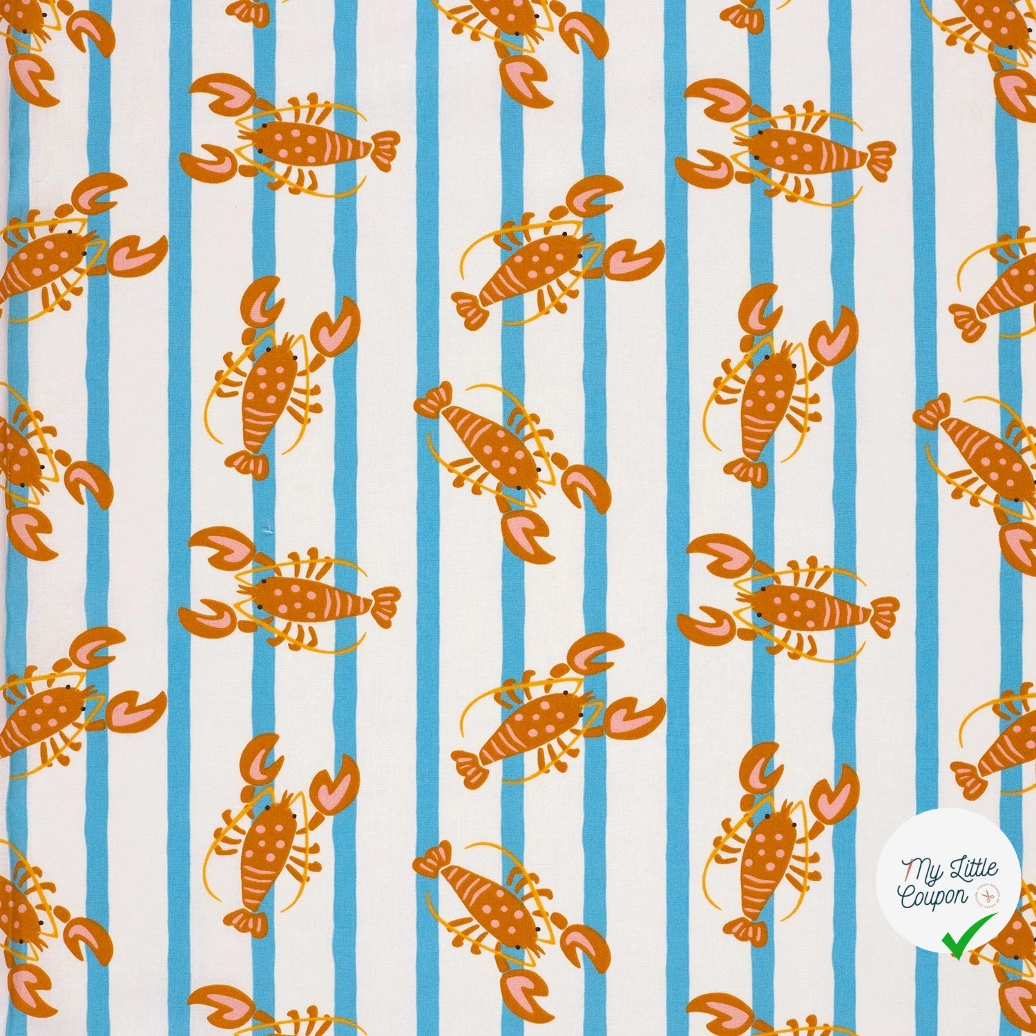 POPELINE DE COTON IMPRIMÉ HOMARD BLANC CASSÉ - My Little Coupon