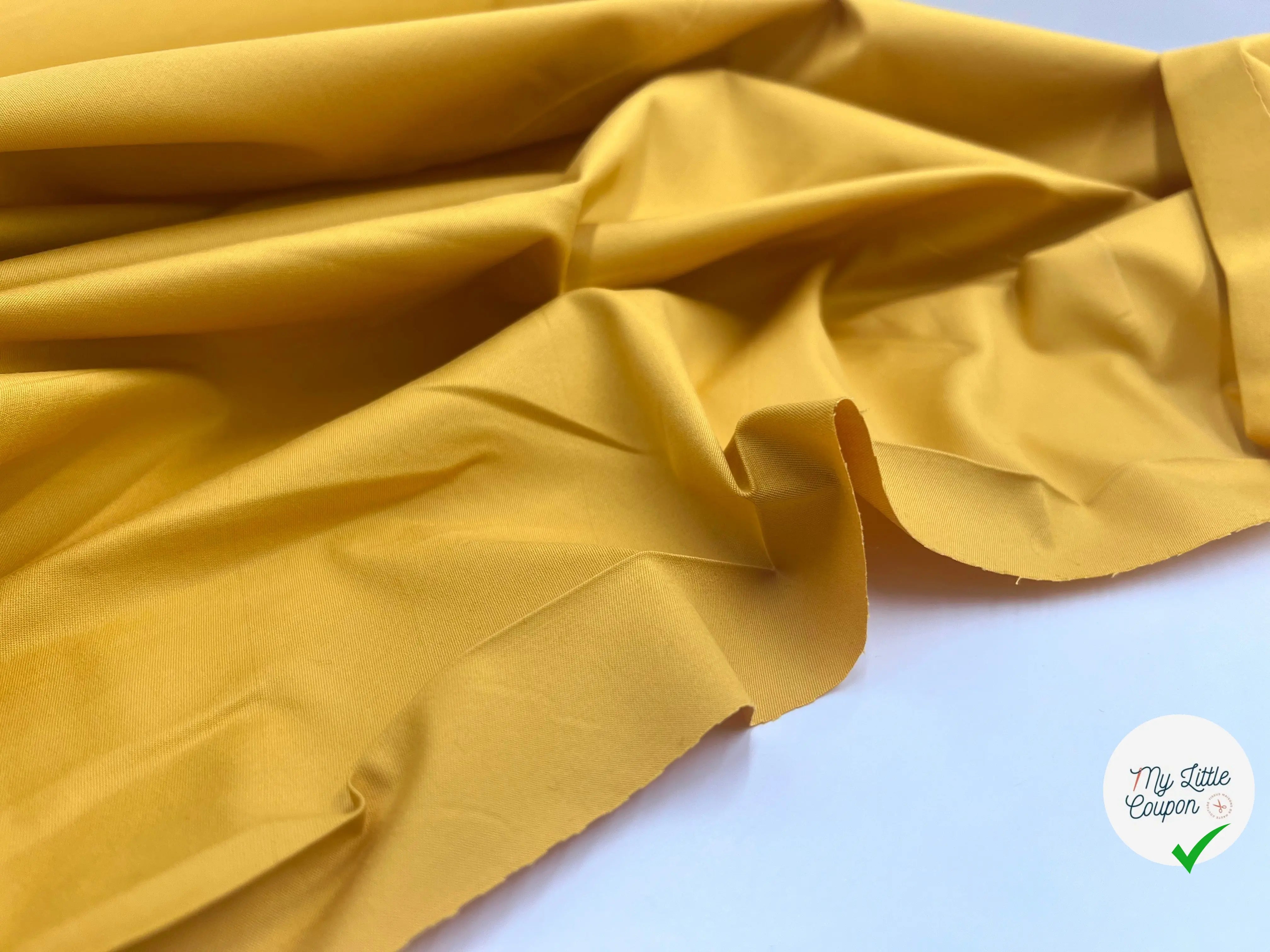 POPELINE DE COTON JAUNE MOUTARDE STRETCH - My Little Coupon - tissu - coudre