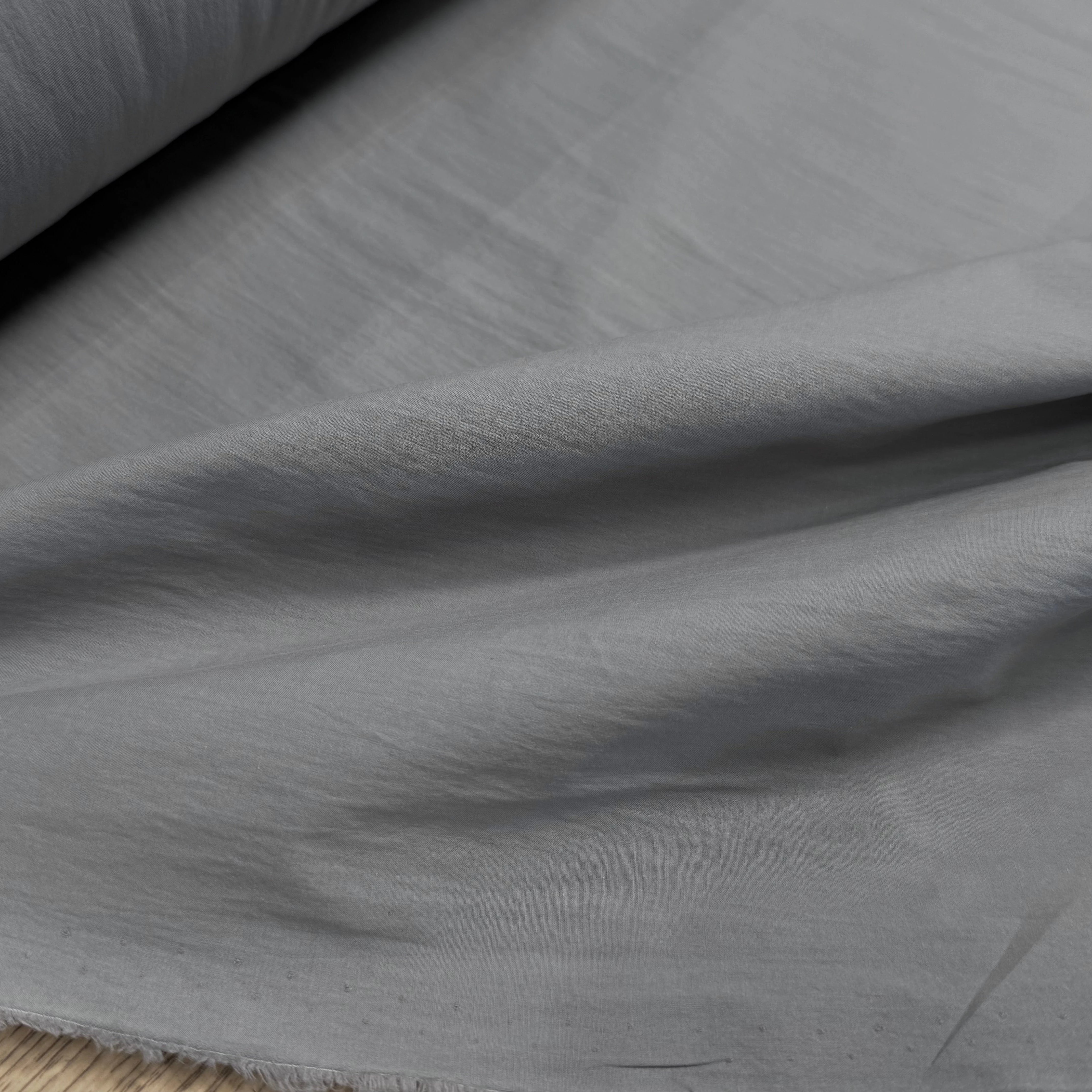 POPELINE DE COTON LÉGÈREMENT CRAQUANTE GRIS 100% CO - My Little Coupon