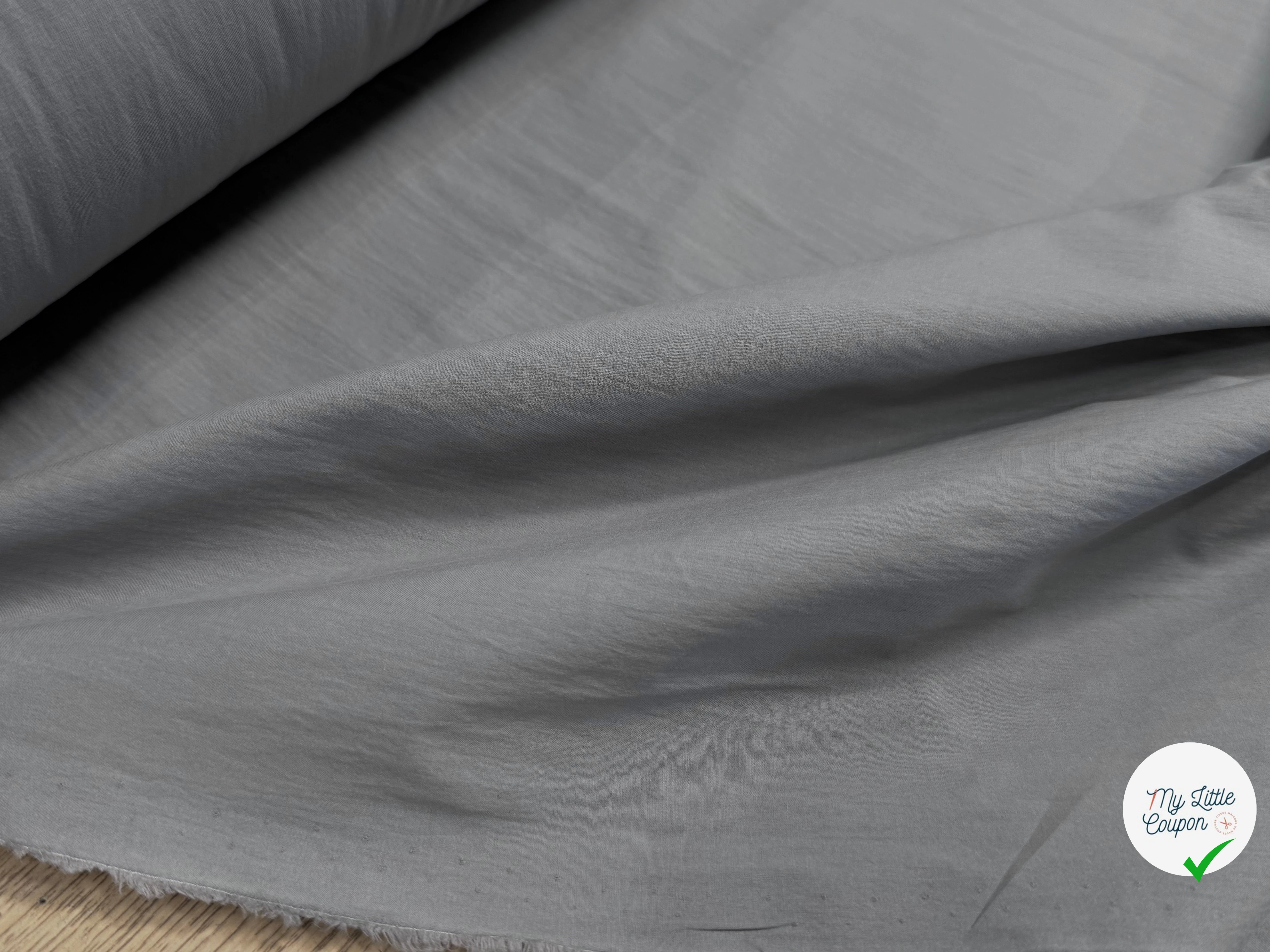 POPELINE DE COTON LÉGÈREMENT CRAQUANTE GRIS 100% CO - My Little Coupon