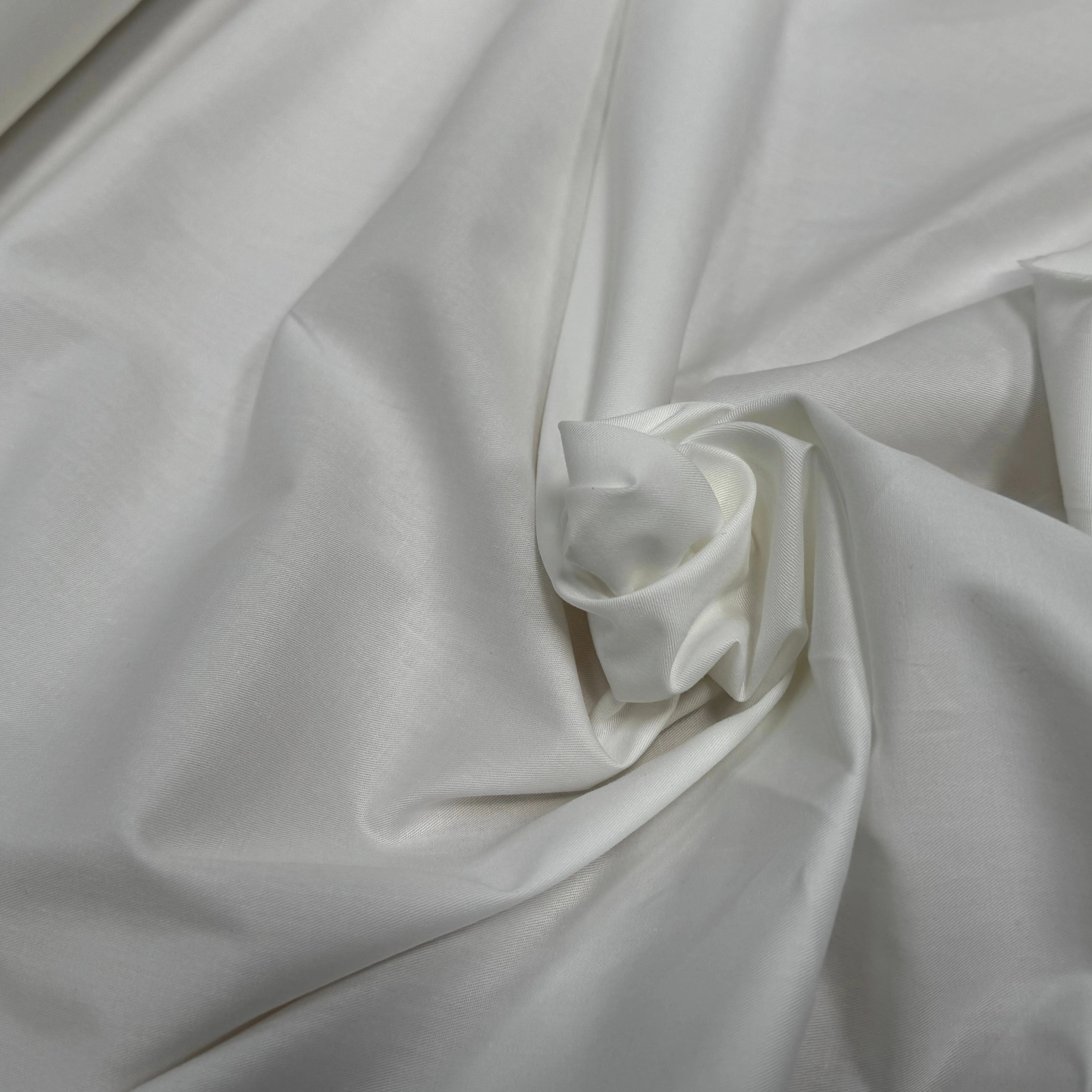 POPELINE DE COTON LÉGÈREMENT SERGÉE QUALITÉ COUTURE BLANC - My Little Coupon
