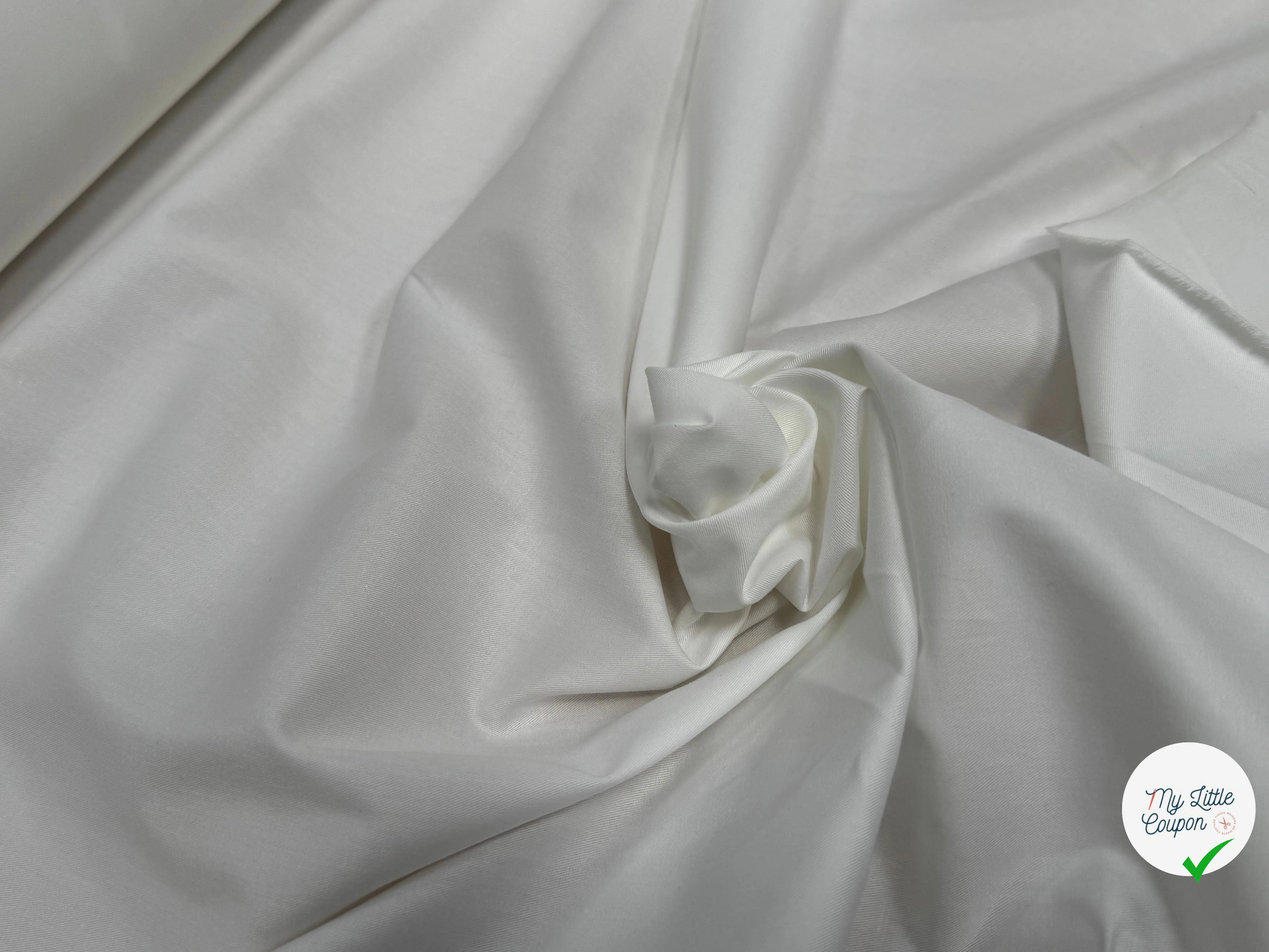 POPELINE DE COTON LÉGÈREMENT SERGÉE QUALITÉ COUTURE BLANC - My Little Coupon