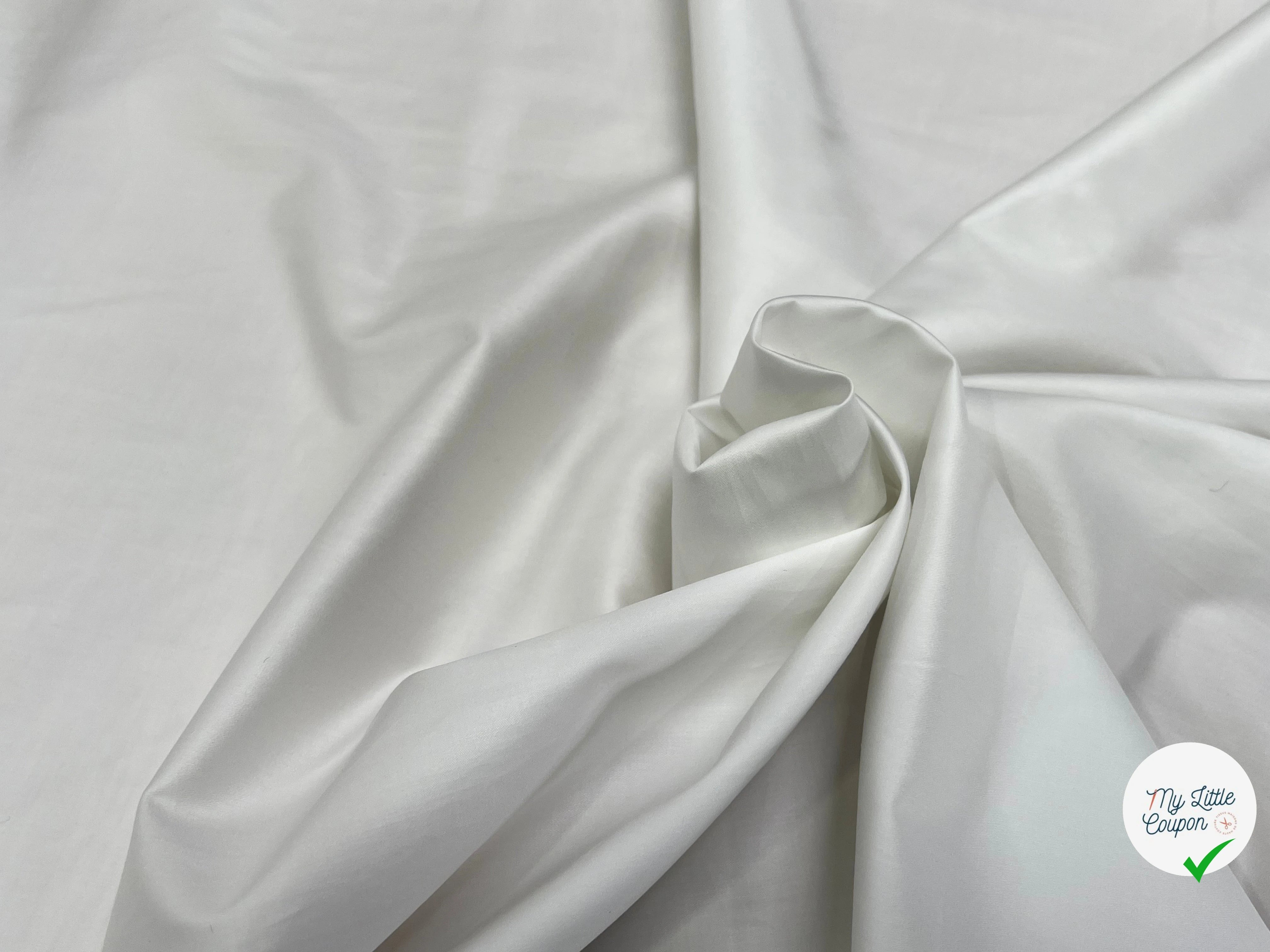 POPELINE DE COTON LISSE LÉGÈREMENT SATINÉ BLANCHE 140CM - My Little Coupon