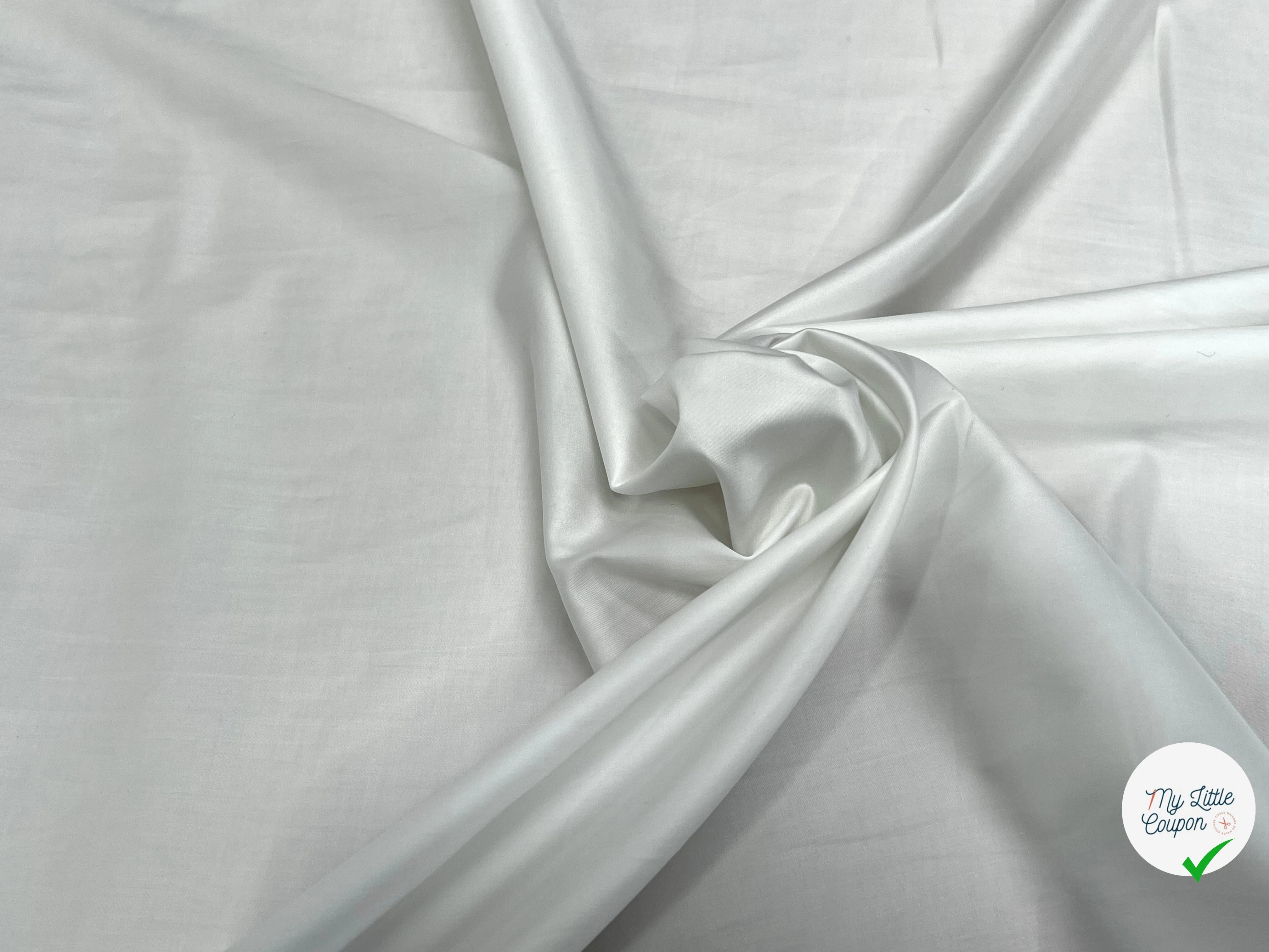 POPELINE DE COTON LISSE LÉGÈREMENT SATINÉ BLANCHE 140CM - My Little Coupon