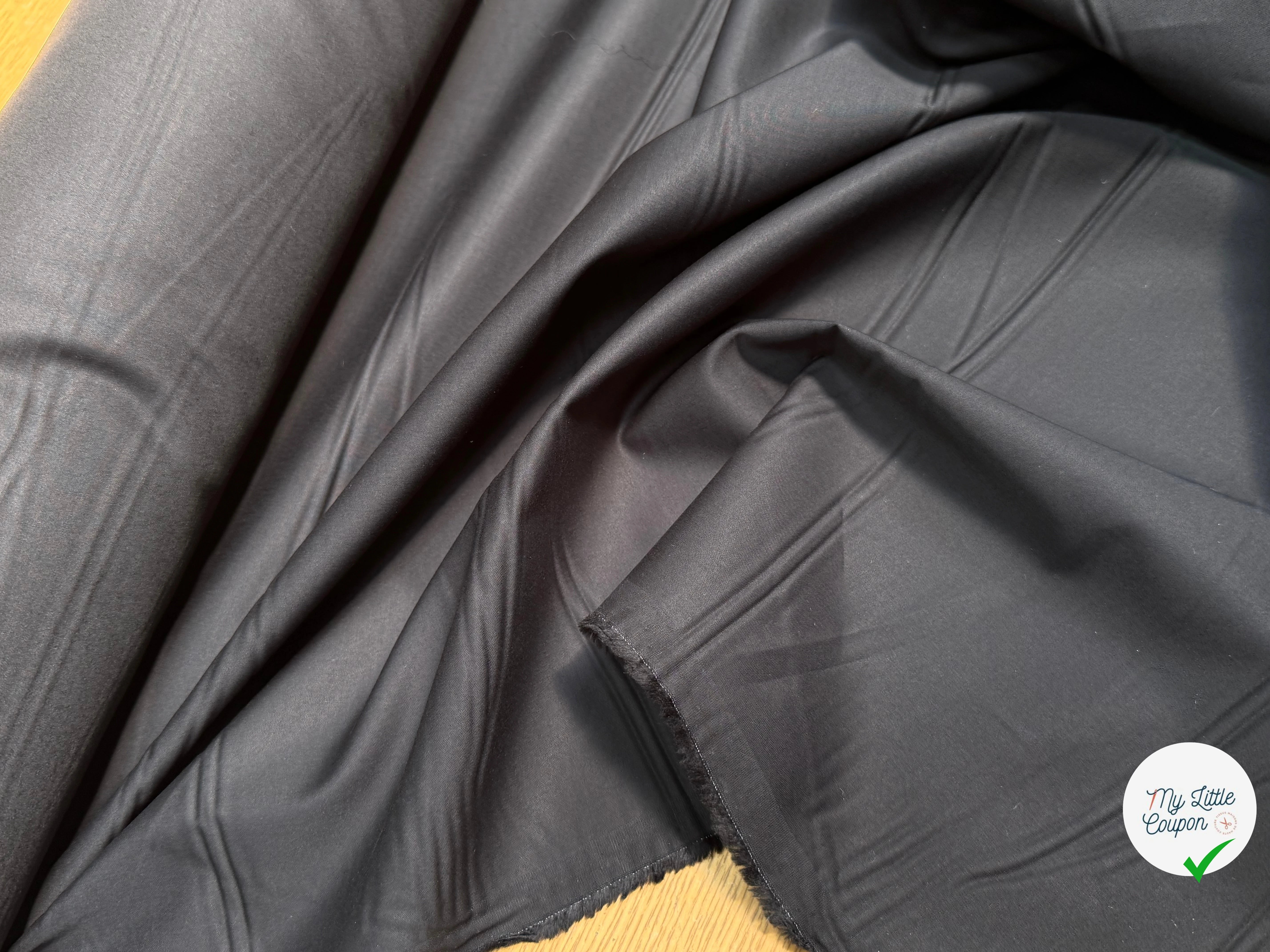 POPELINE DE COTON LISSE QUALITÉ COUTURE NOIR 200 - My Little Coupon