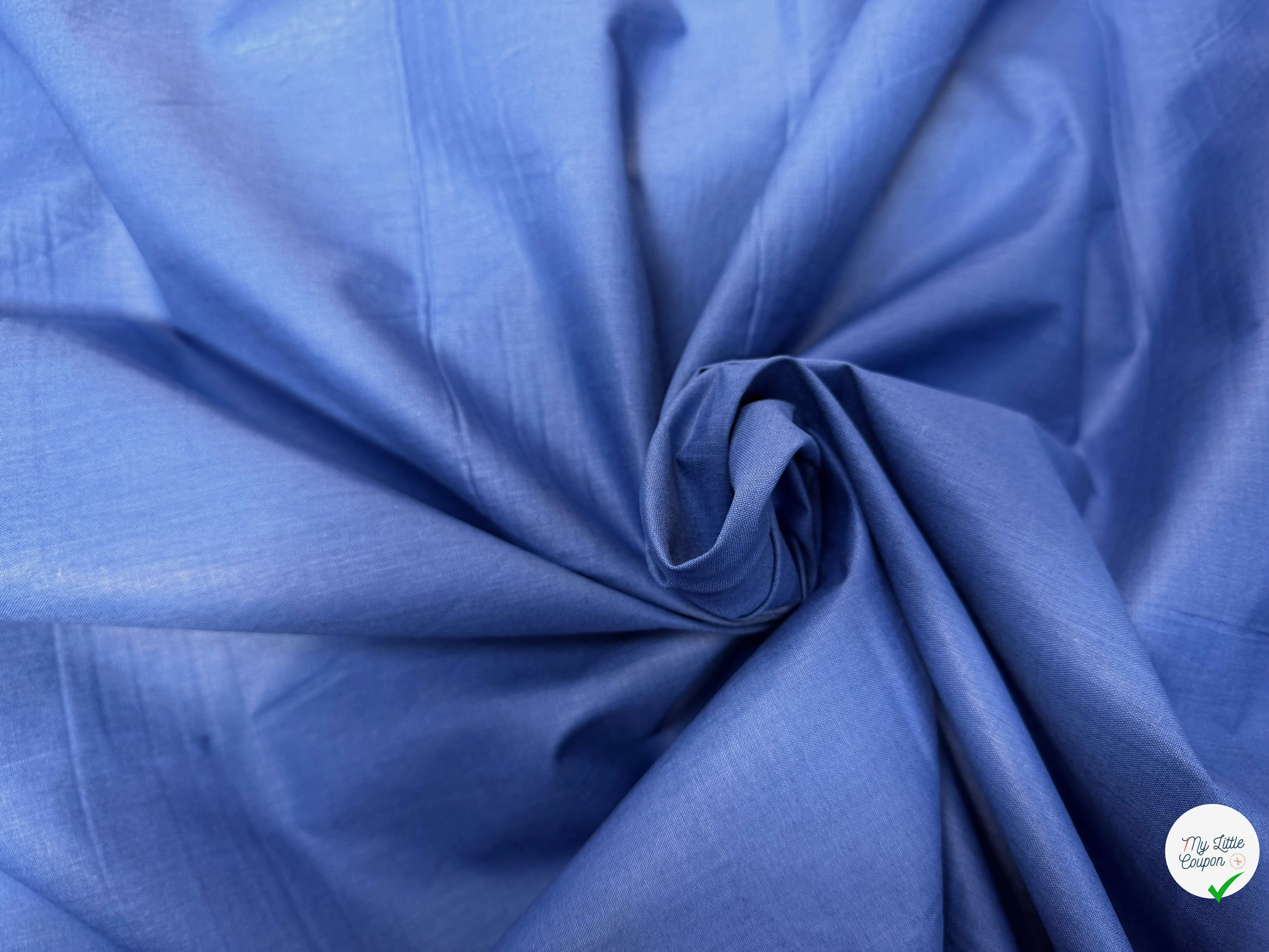 POPELINE DE COTON MERCERISÉ DOUBLE LAIZE BLEU - My Little Coupon