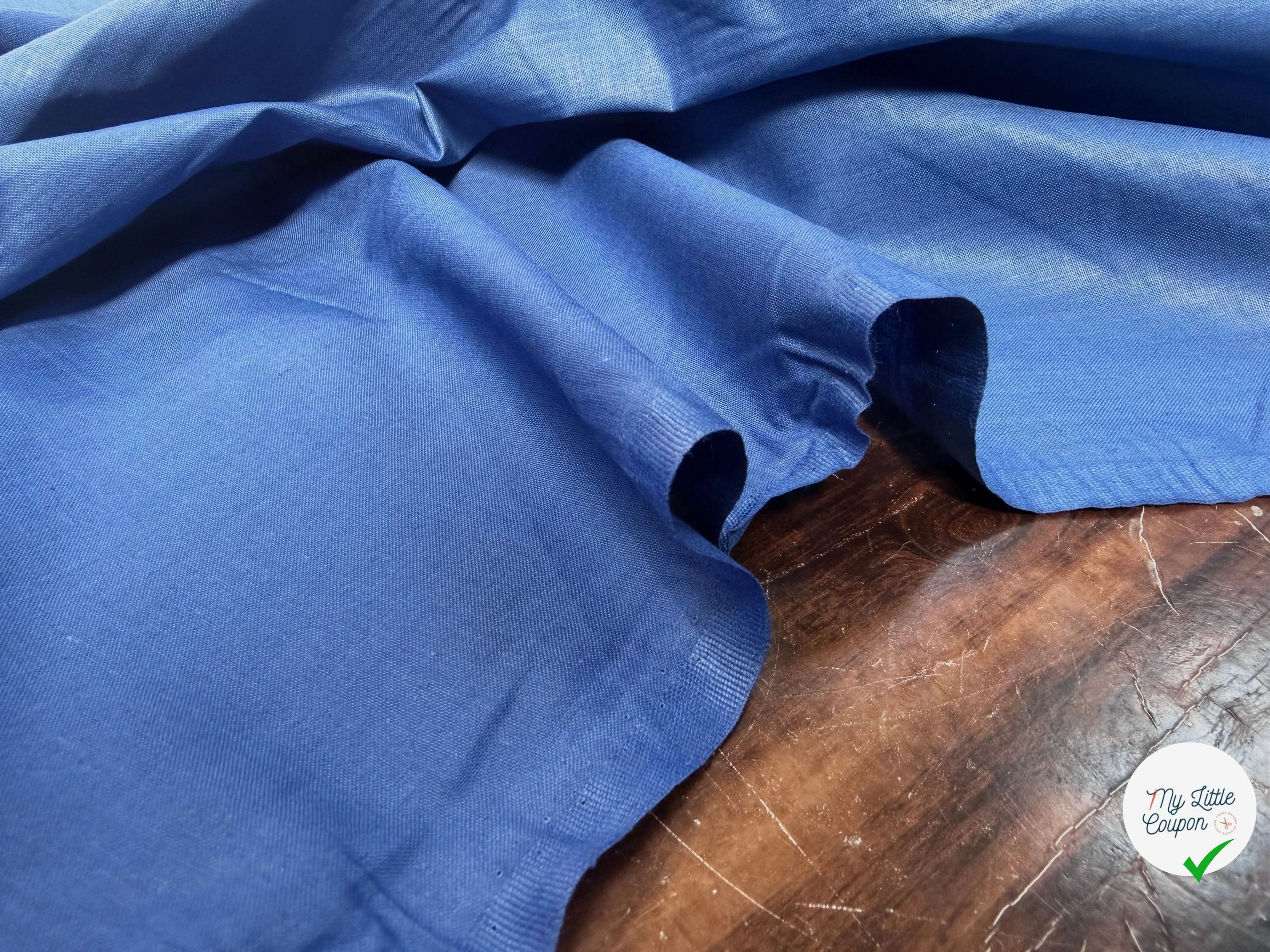 POPELINE DE COTON MERCERISÉ DOUBLE LAIZE BLEU - My Little Coupon