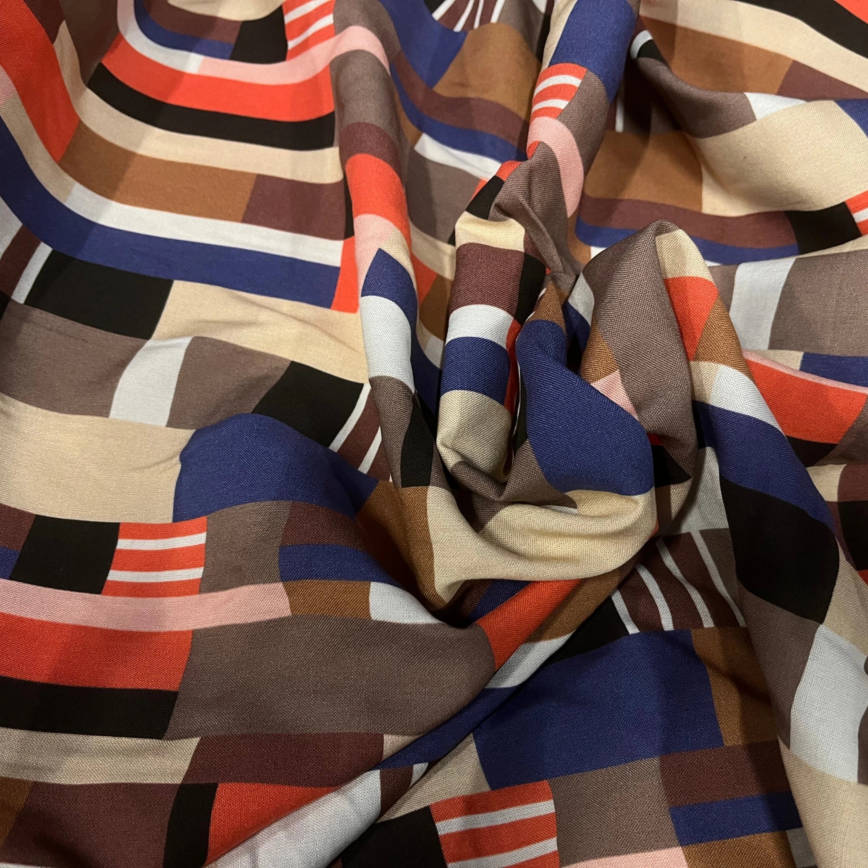 POPELINE DE COTON MOTIF TETRIS COTONNADE - My Little Coupon