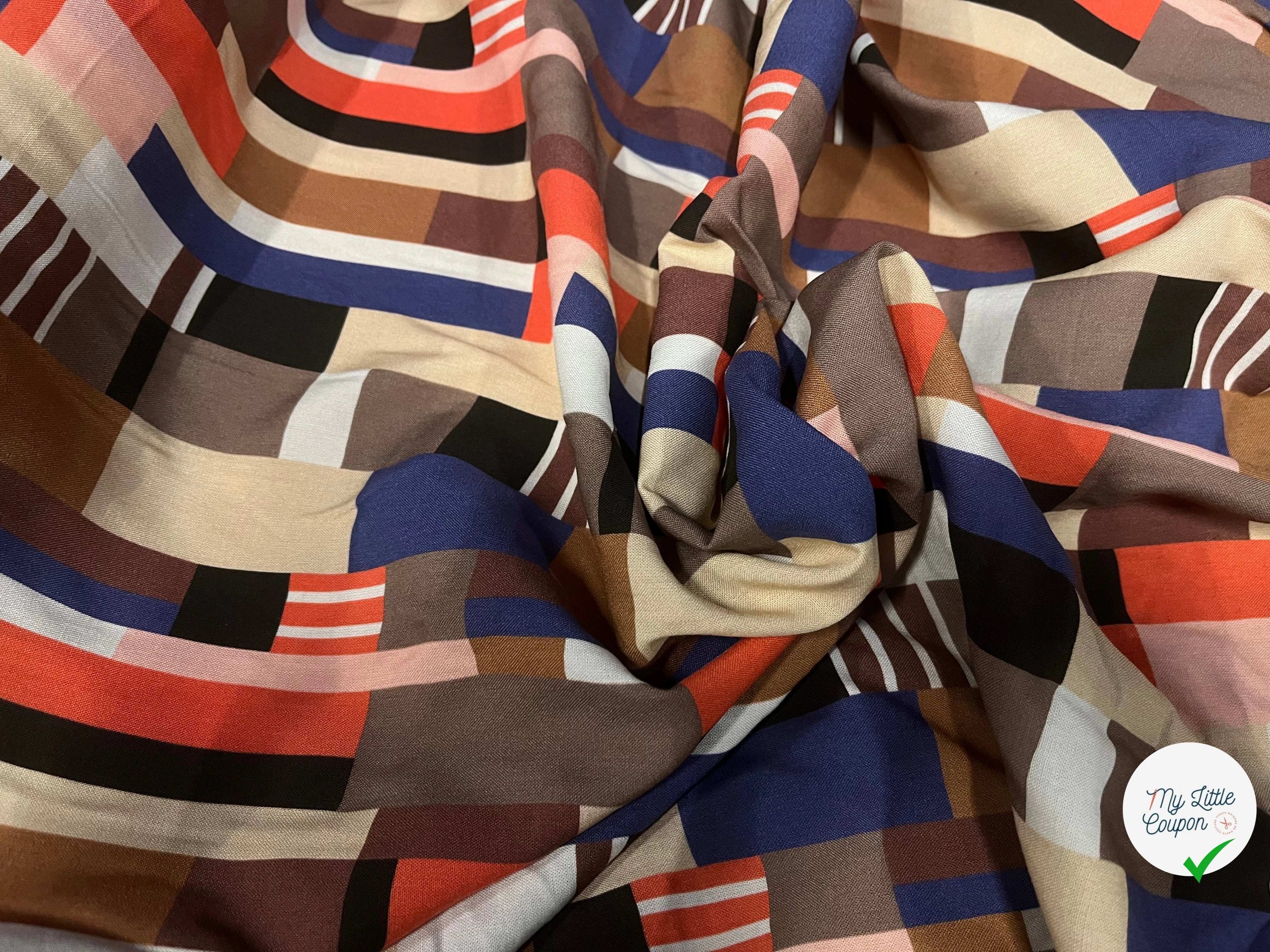 POPELINE DE COTON MOTIF TETRIS COTONNADE - My Little Coupon