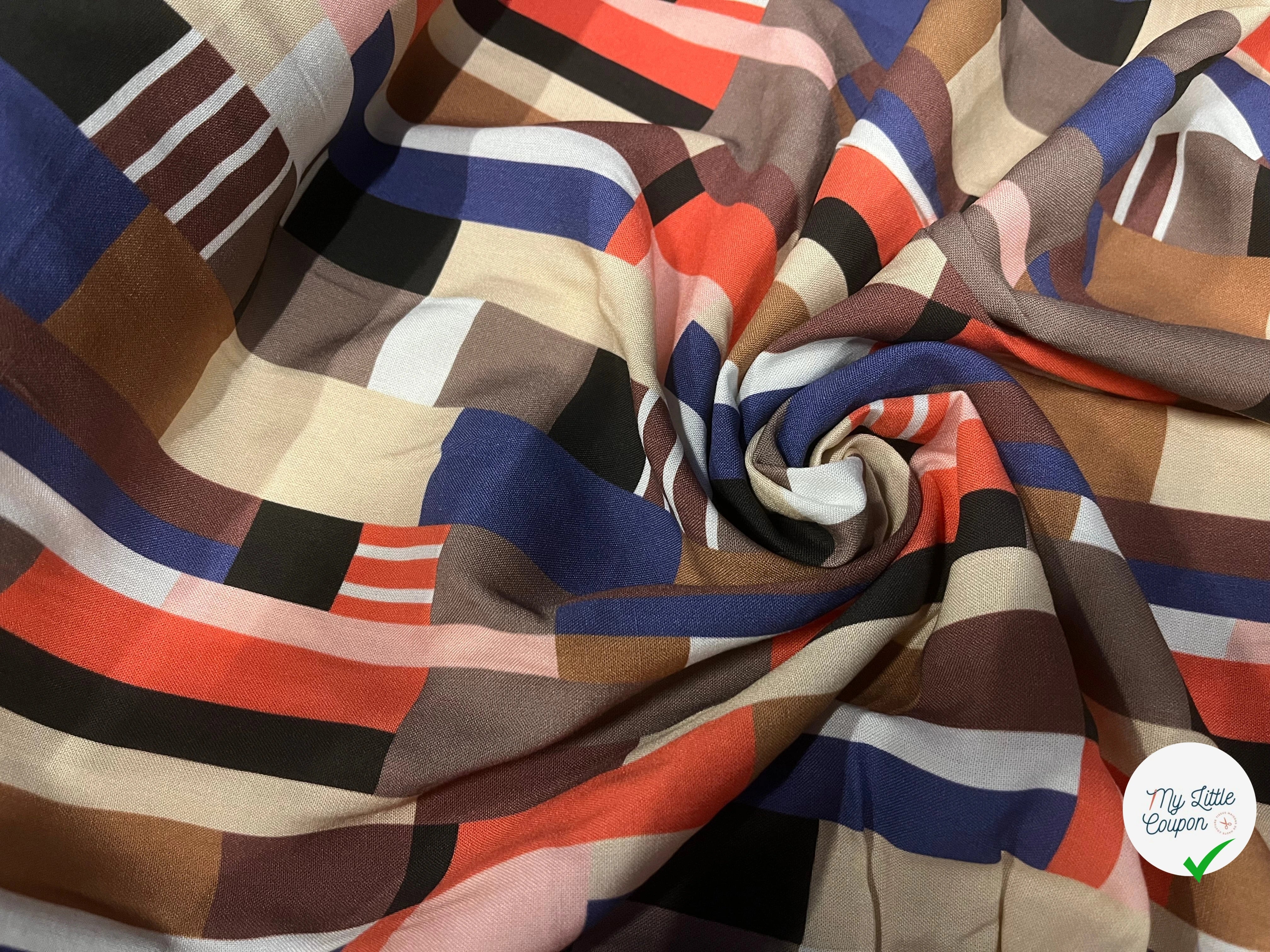 POPELINE DE COTON MOTIF TETRIS COTONNADE - My Little Coupon