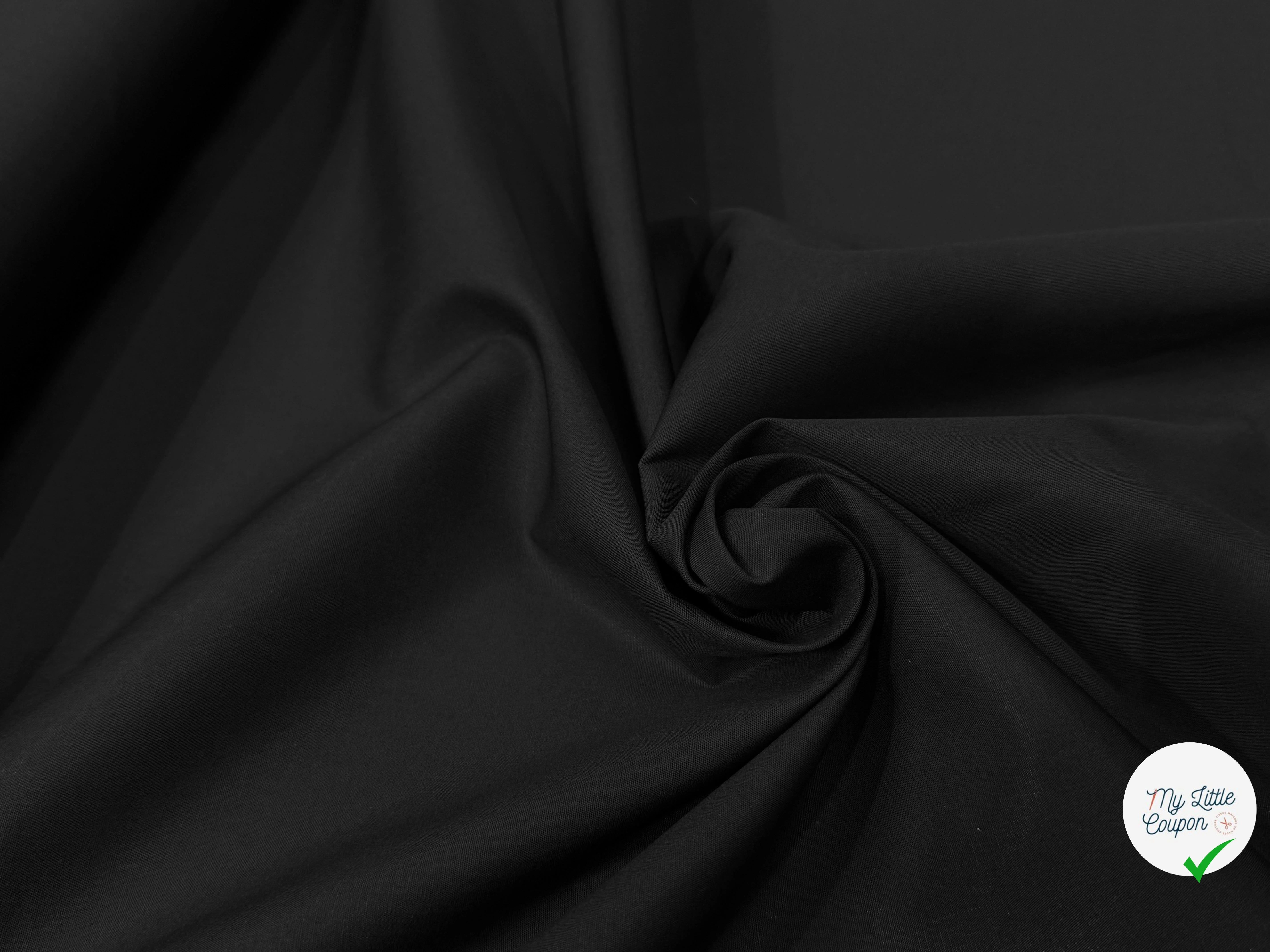 POPELINE DE COTON NOIR 150 CM - My Little Coupon