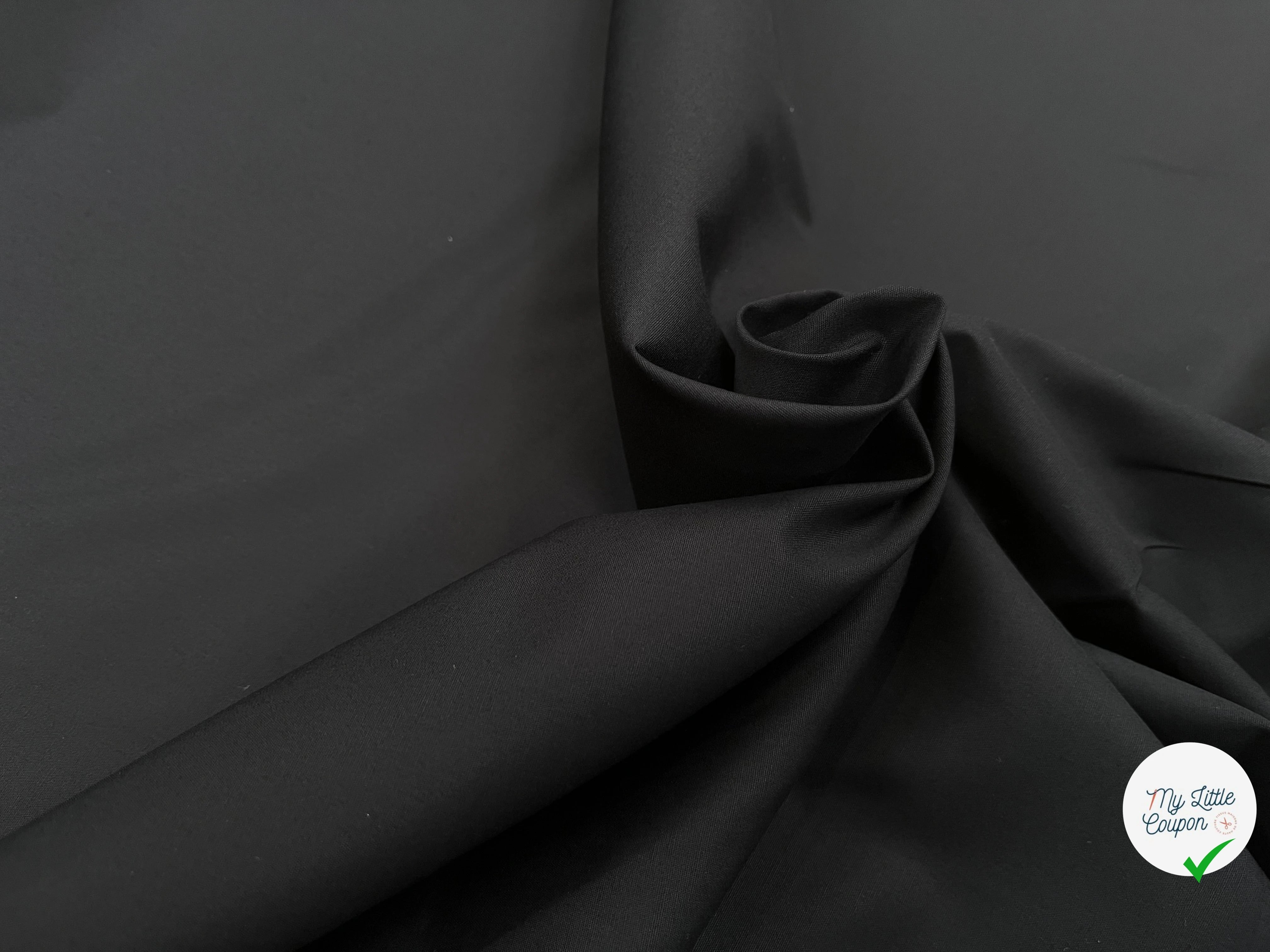 POPELINE DE COTON NOIR CRAQUANTE 145CM 100% COTON - My Little Coupon