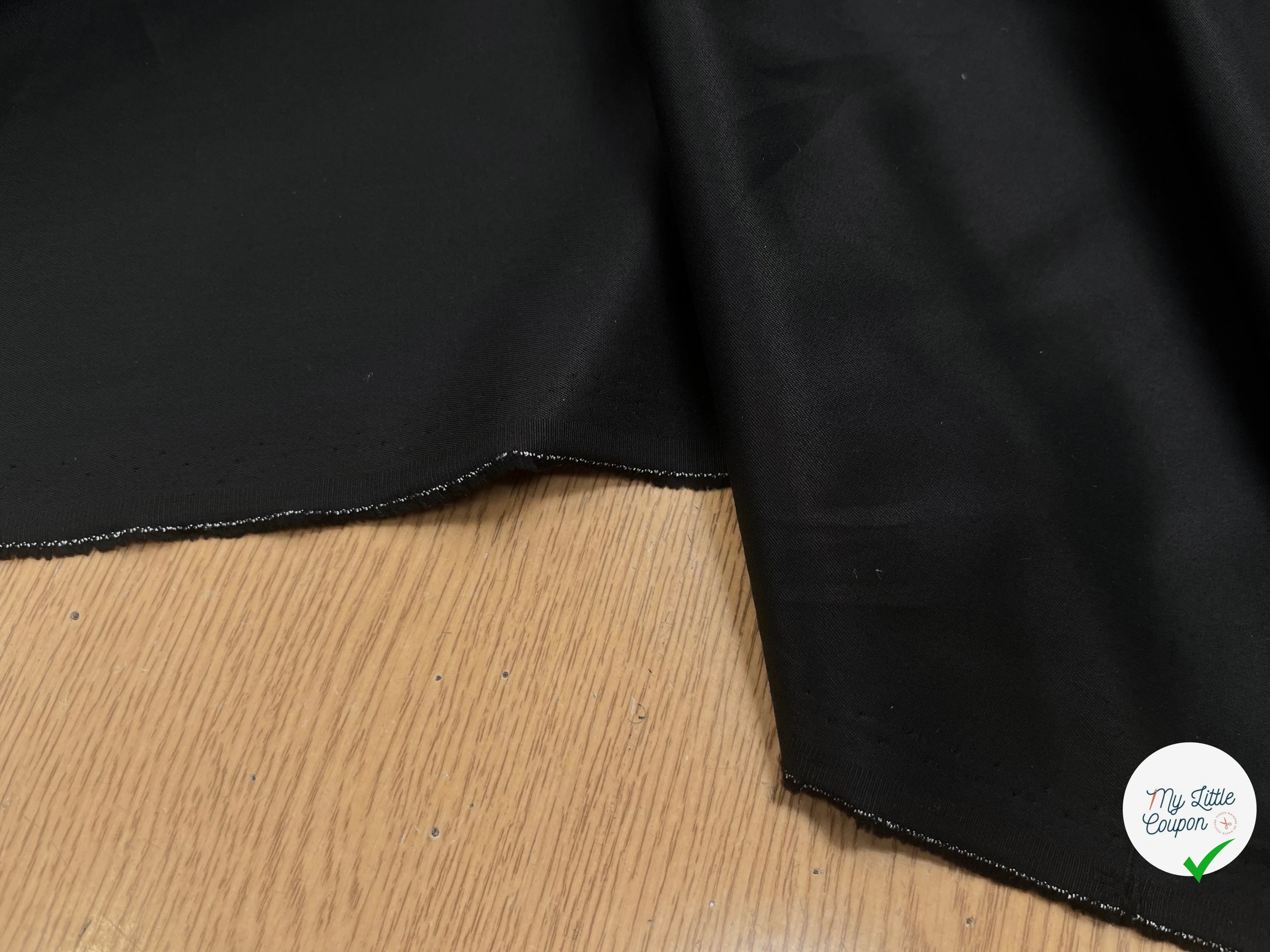 POPELINE DE COTON NOIR LEGEREMENT SATINÉ 150CM 100% COTON - My Little Coupon