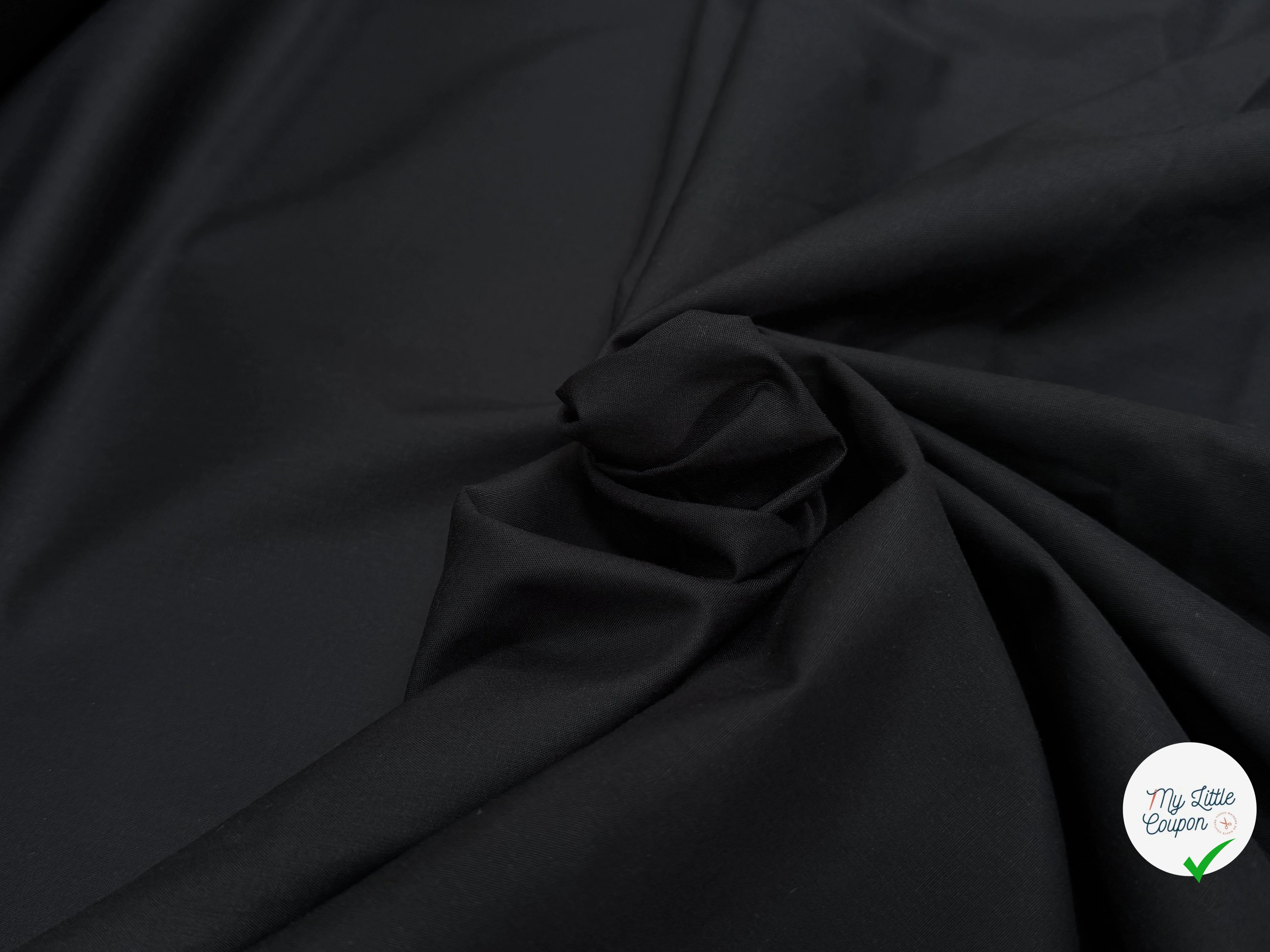 POPELINE DE COTON NOIR PREMIUM GRANDE LAIZE 280 MADE IN FRANCE - My Little Coupon
