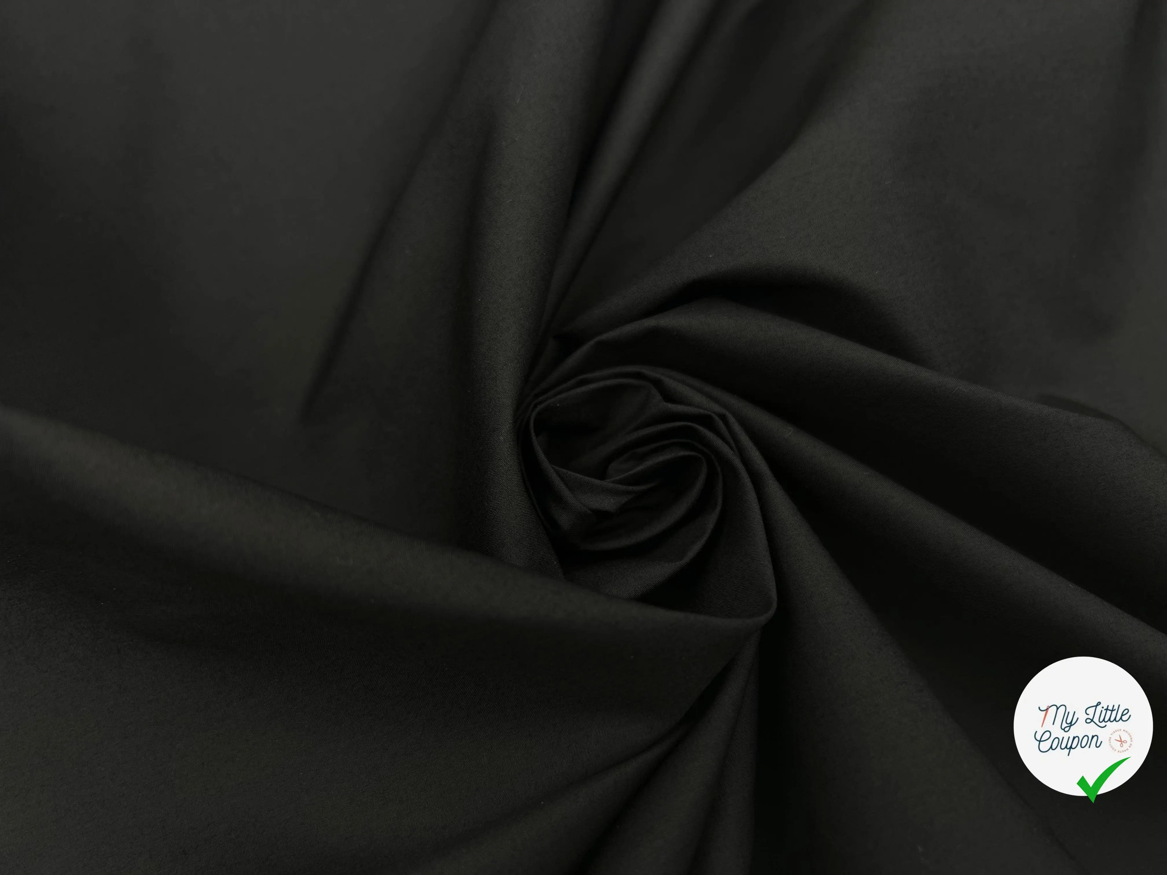 POPELINE DE COTON NOIRE PEIGNÉE - My Little Coupon - tissu - coudre