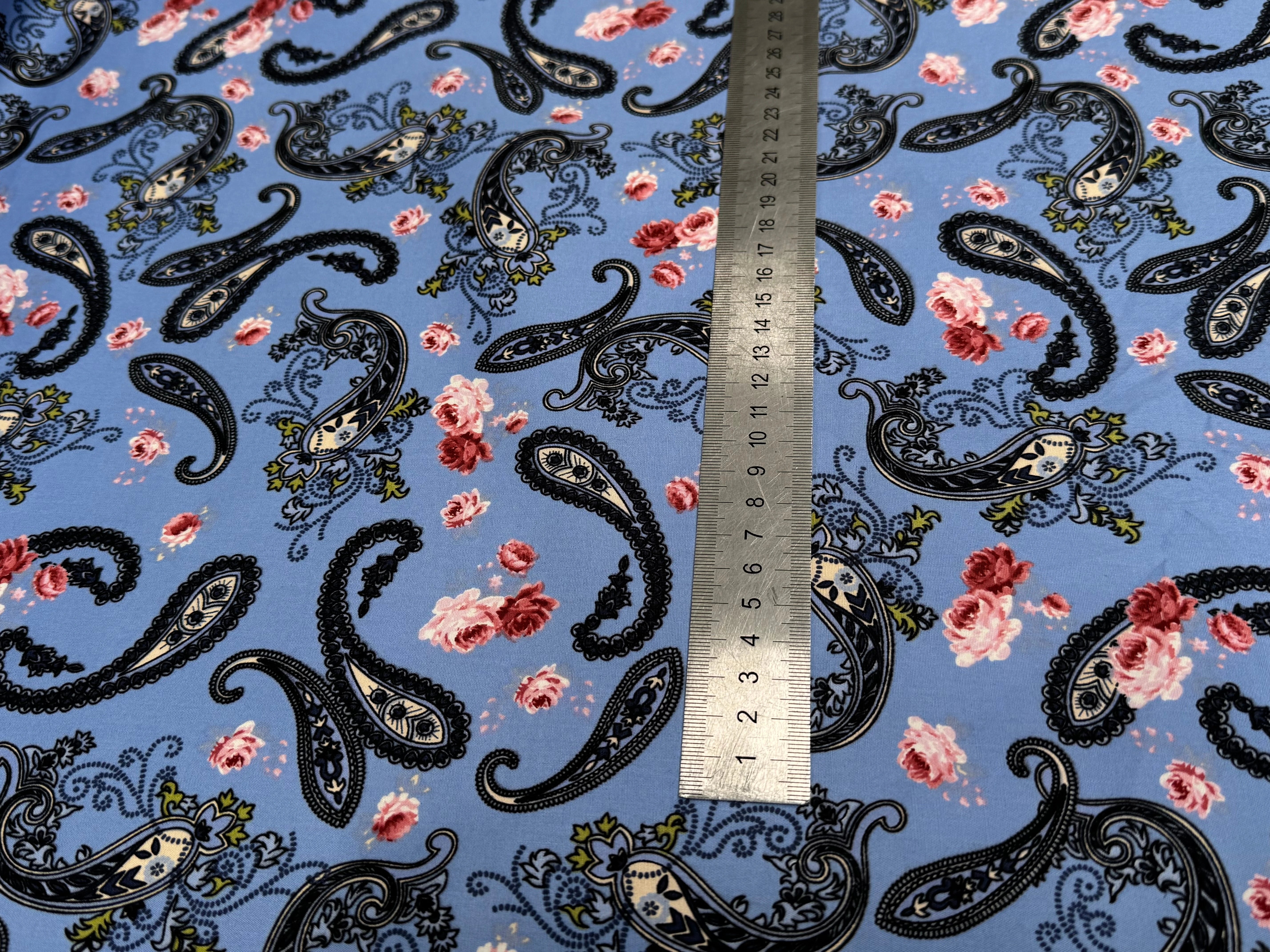 POPELINE DE COTON PAISLEY BLEU - My Little Coupon